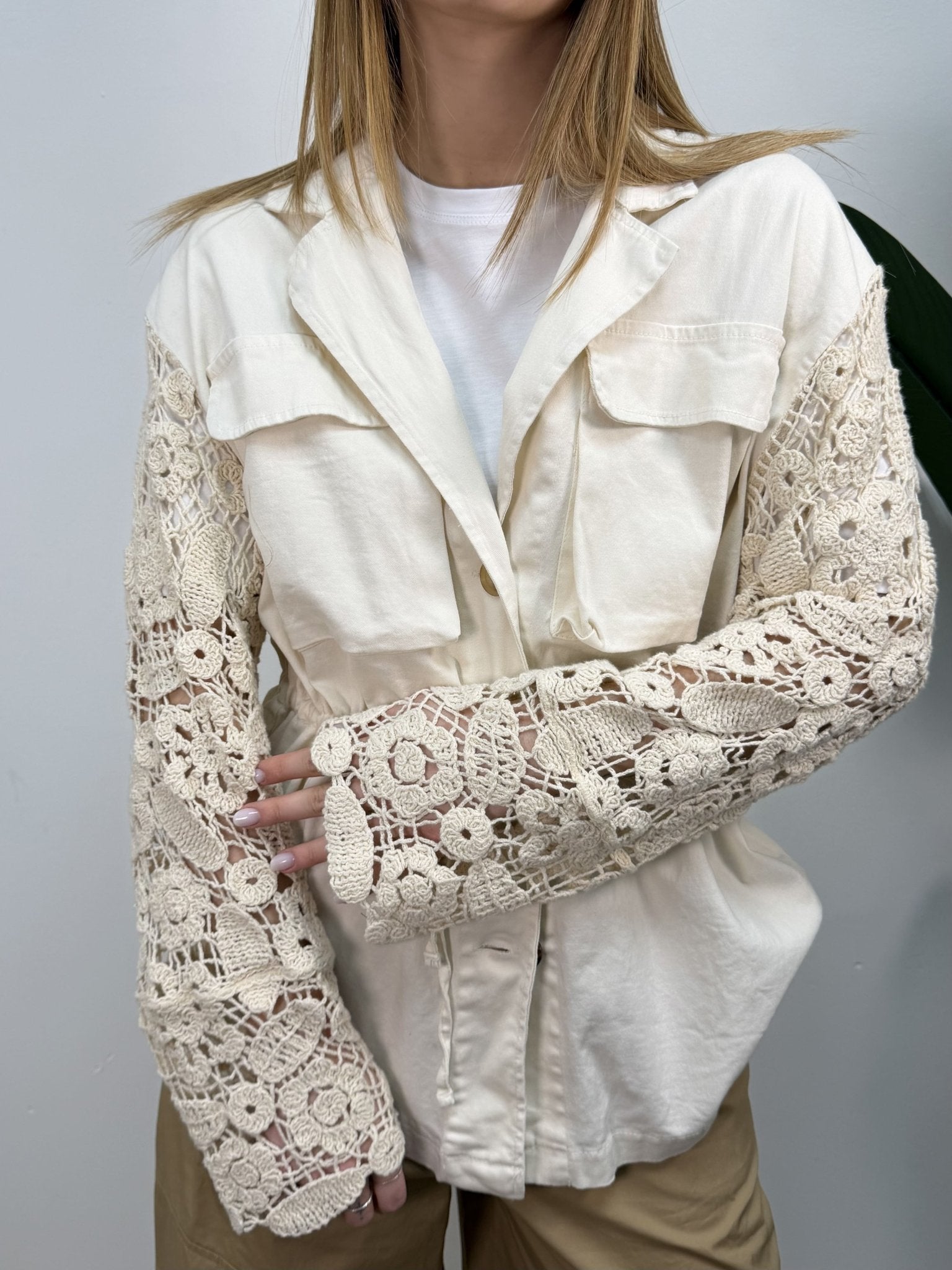 Giacca sahariana maniche in crochet MyD - GiuGiò | Shop online