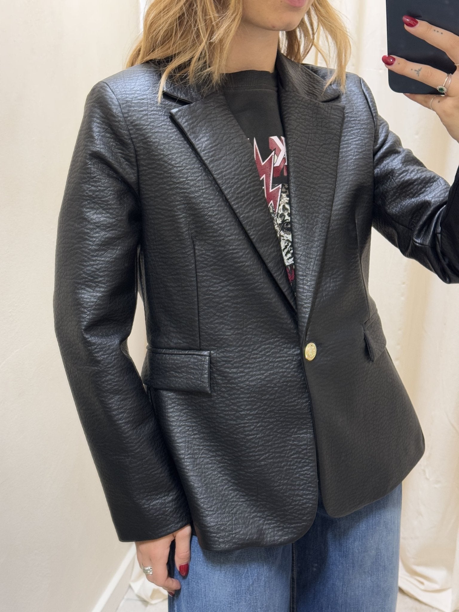 Giacca slim in ecopelle martellata Tensione In - GiuGiò | Shop online
