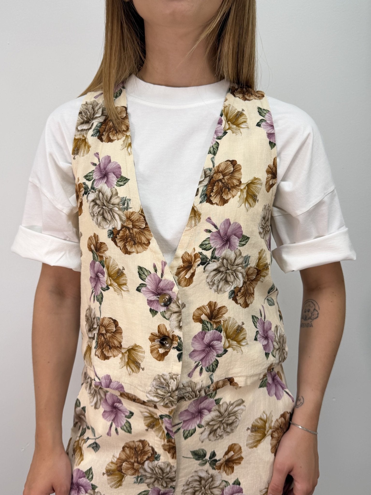 Gilet 2 bottoni stampa floreale Susy Mix - GiuGiò | Shop online