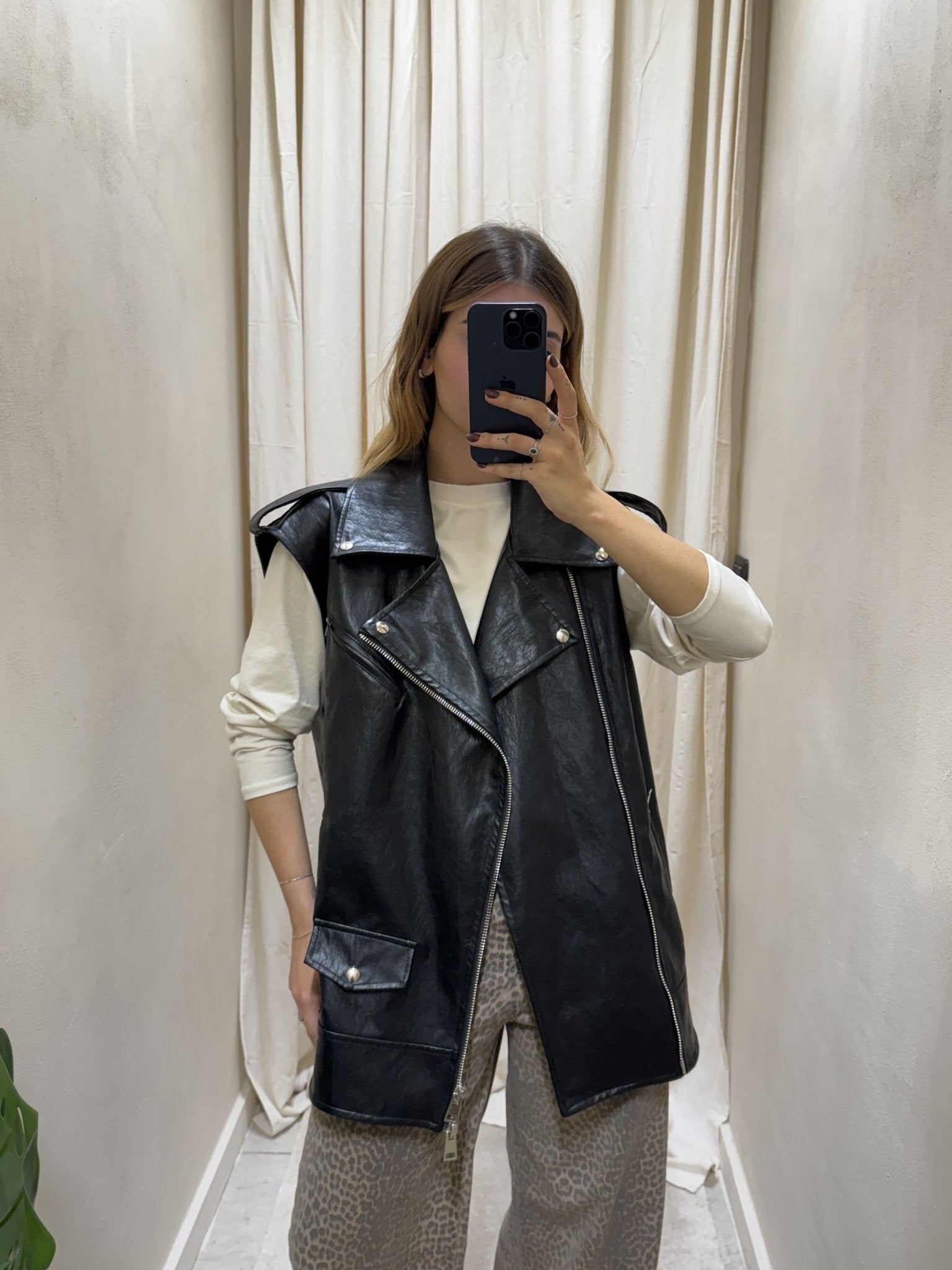 Gilet chiodo ecopelle oversize Tensione In - GiuGiò | Shop online
