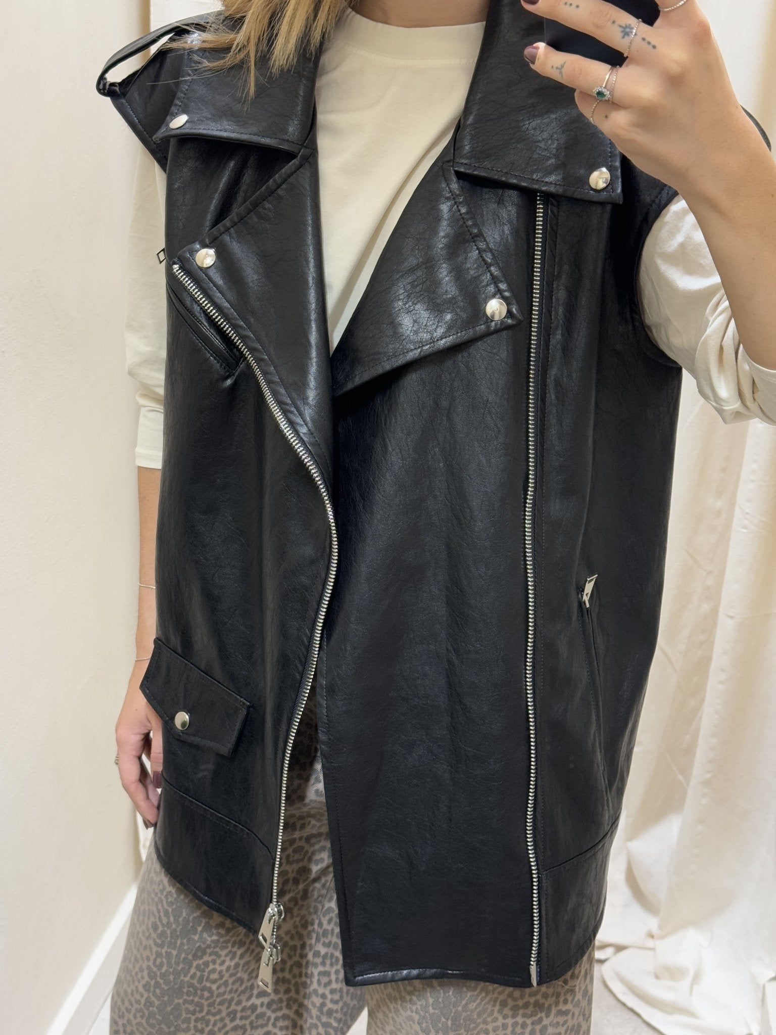 Gilet chiodo ecopelle oversize Tensione In - GiuGiò | Shop online