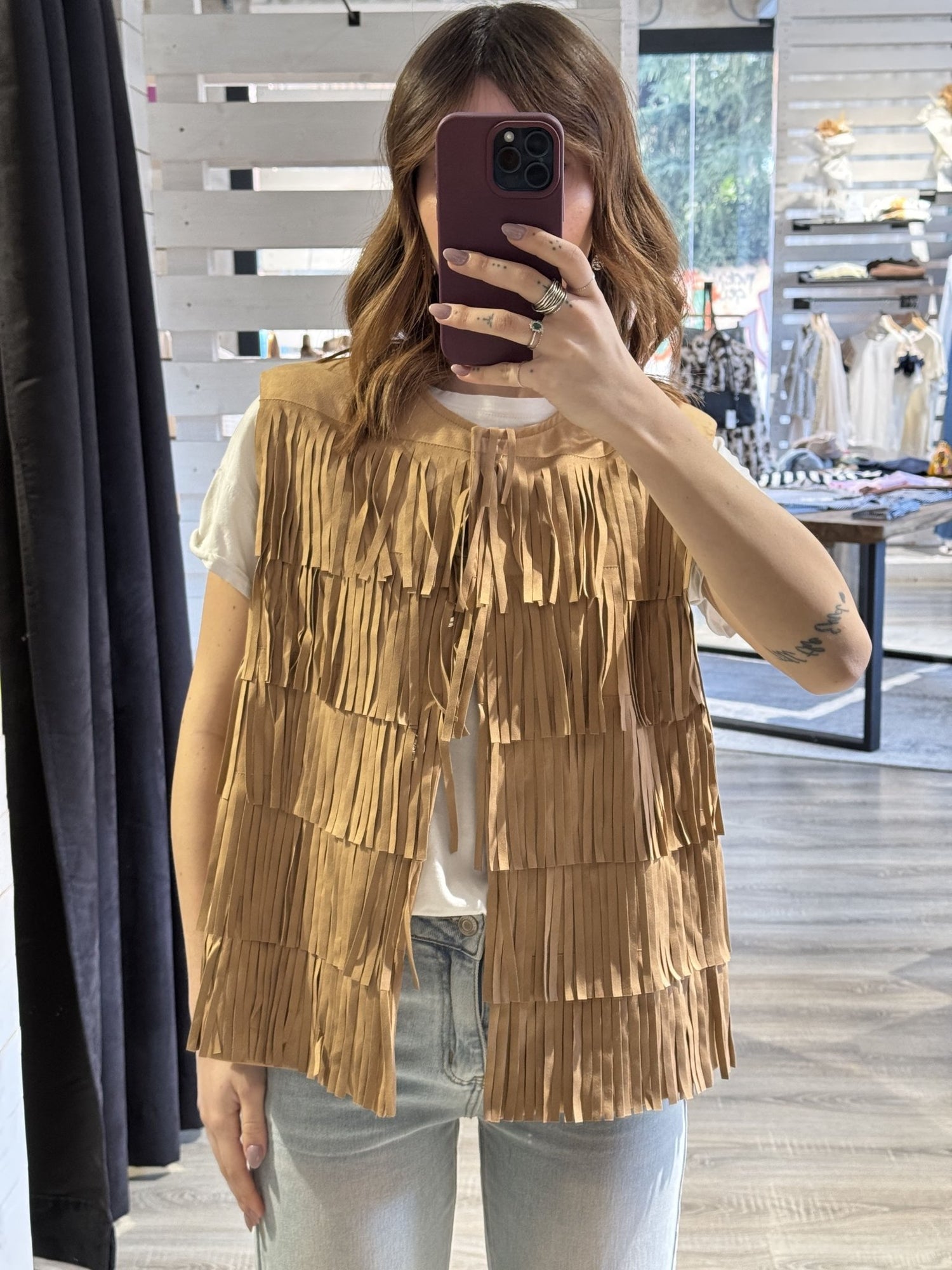 Gilet con frange eco - camoscio Tensione IN - GiuGiò | Shop online