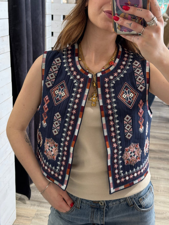 Gilet corto ricamato Dixie - GiuGiò | Shop online