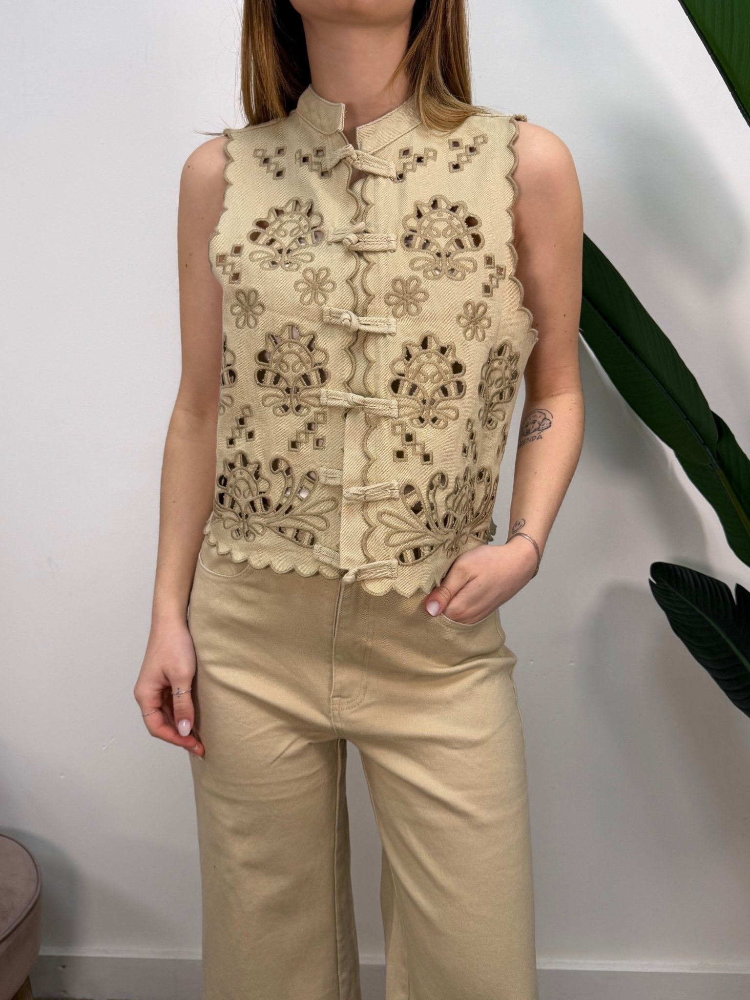 Gilet denim ricami sangallo MyD - GiuGiò | Shop online