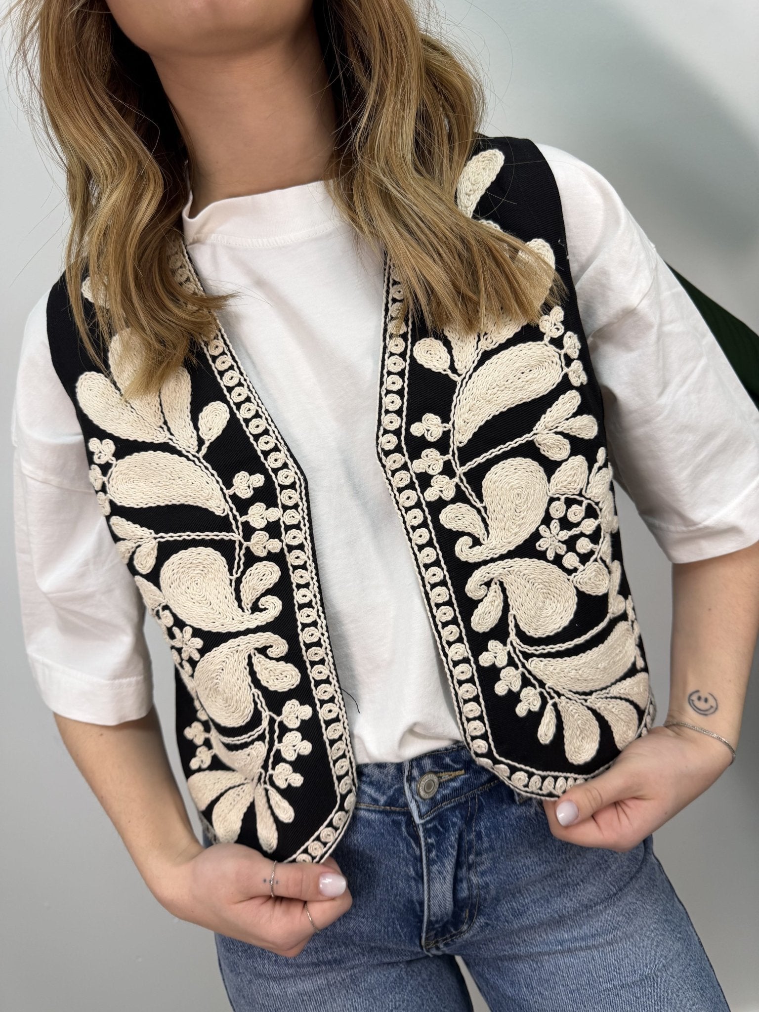 Gilet in cotone con ricami Susy Mix - GiuGiò | Shop online