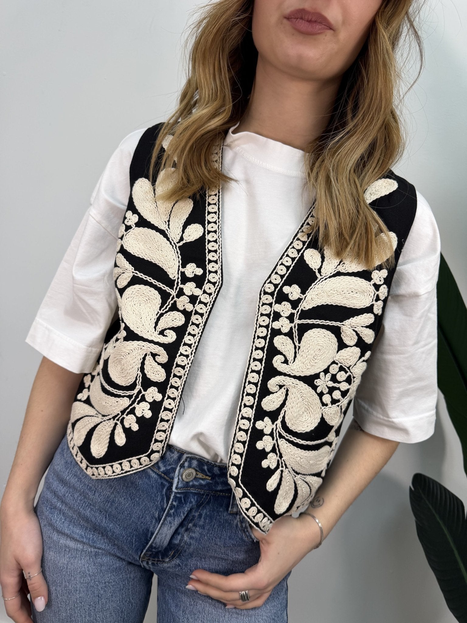 Gilet in cotone con ricami Susy Mix - GiuGiò | Shop online