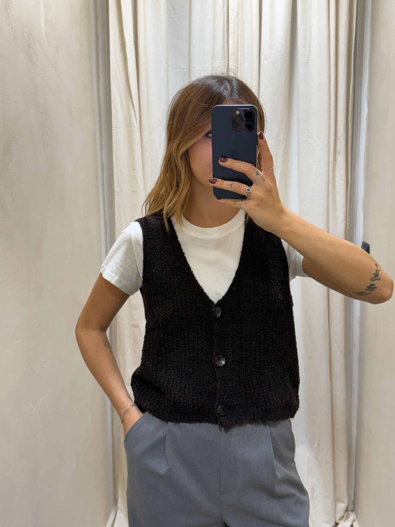 Gilet in maglia bouclé un bottone MyD - GiuGiò | Shop online