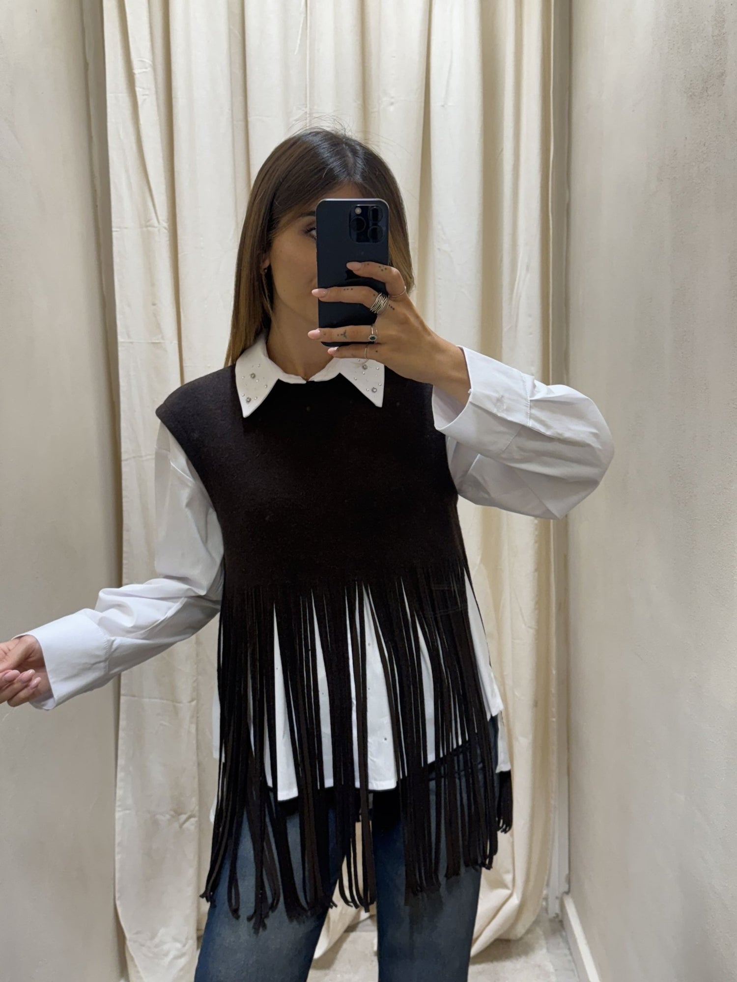 Gilet in maglia con frange lunghe Tensione In - GiuGiò | Shop online