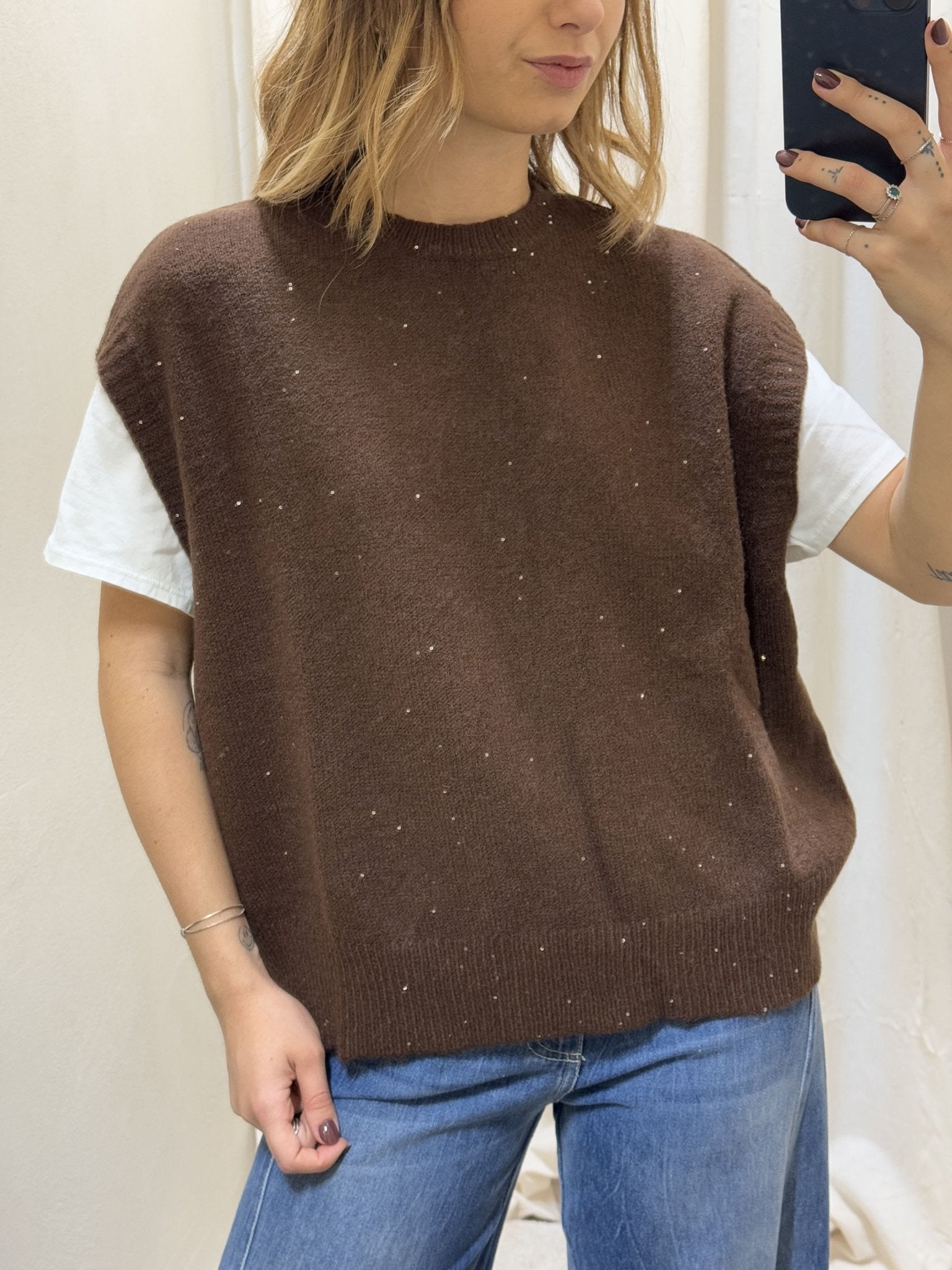 Gilet in maglia con paillettes Susy Mix - GiuGiò | Shop online