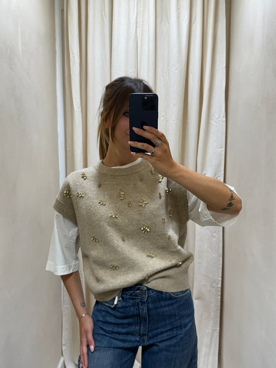 Gilet in maglia con pietre BSB - GiuGiò | Shop online