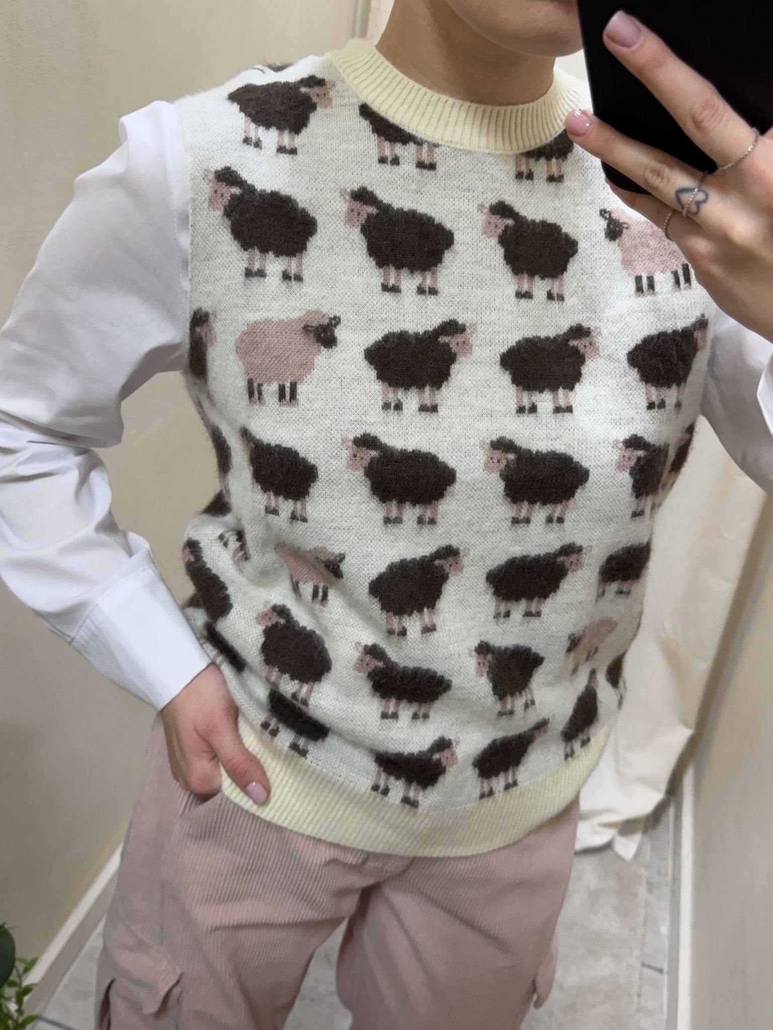 Gilet in maglia girocollo con pecorelle Tensione In - GiuGiò | Shop online