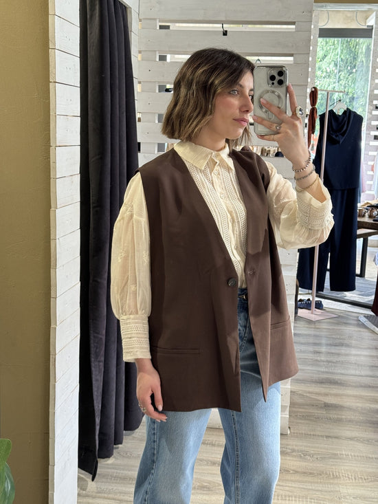 Gilet over scollo V misto viscosa Tensione In - GiuGiò | Shop online