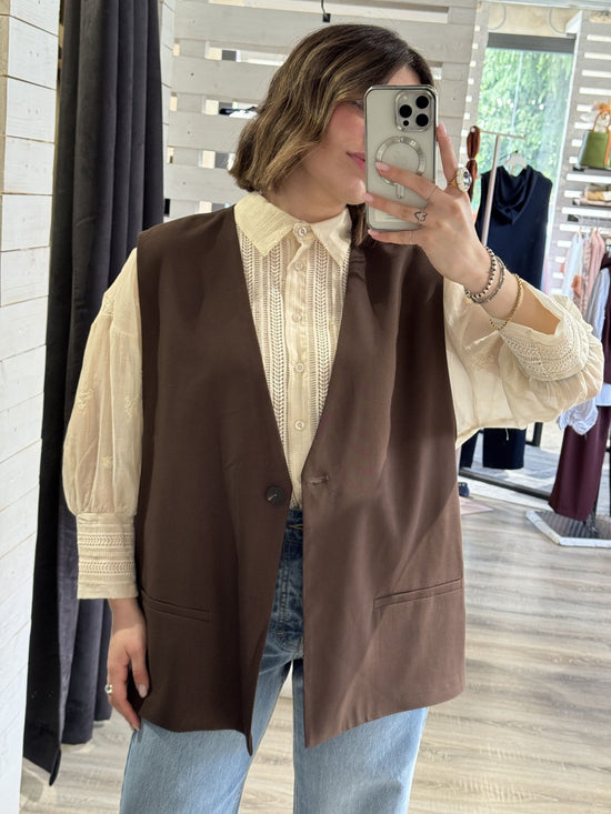 Gilet over scollo V misto viscosa Tensione In - GiuGiò | Shop online