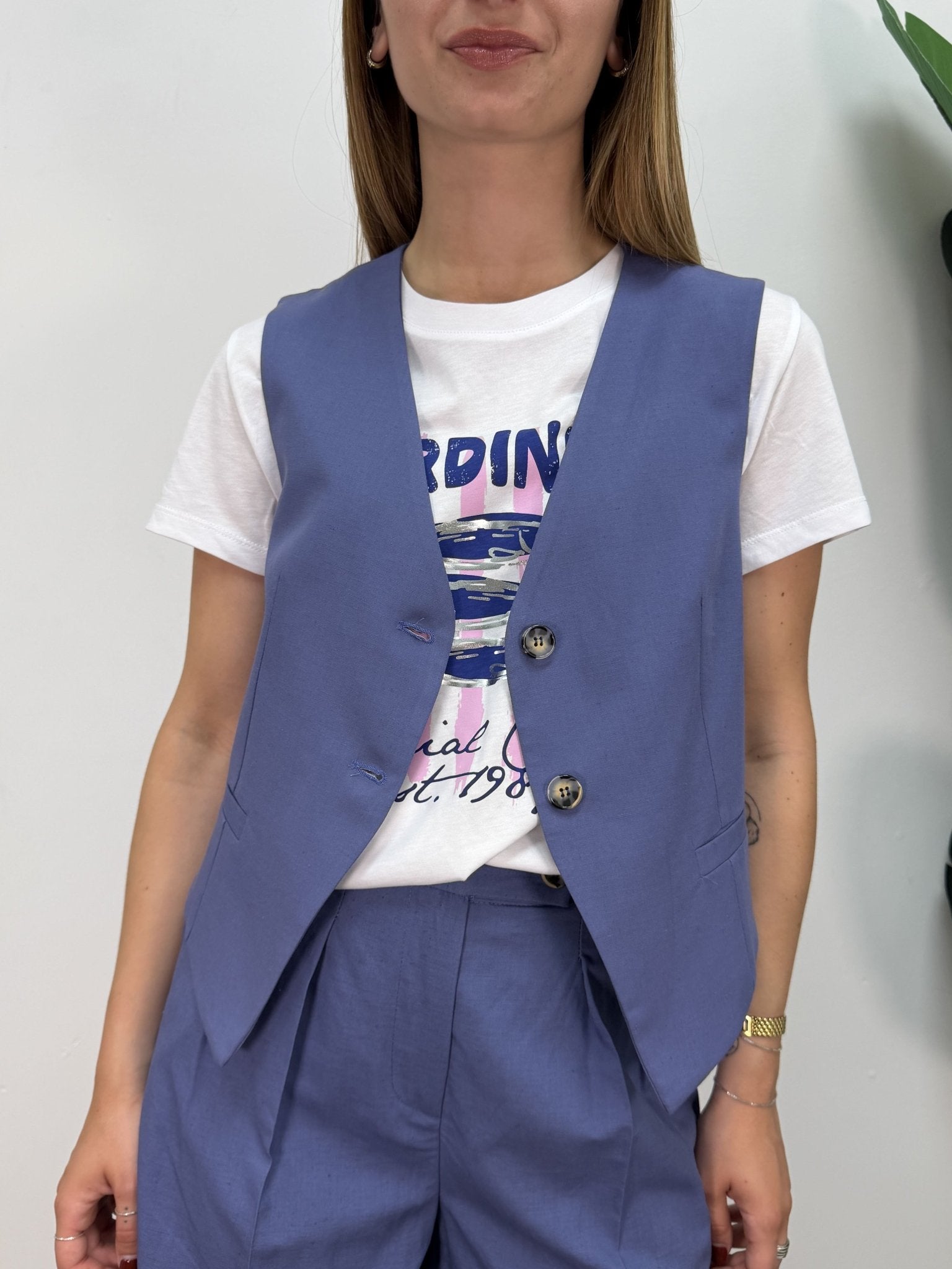 Gilet panciotto misto lino VICOLO - GiuGiò | Shop online