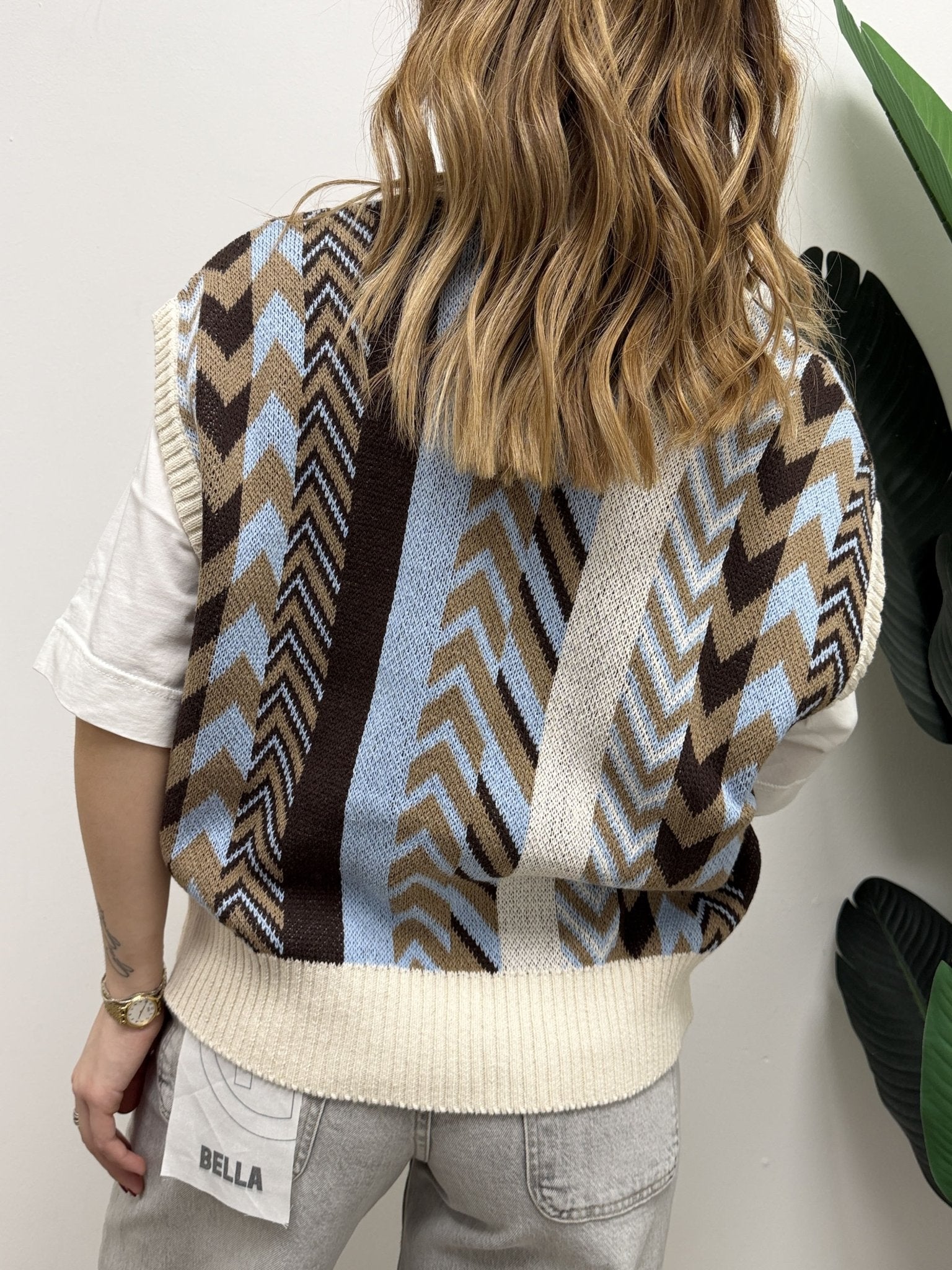 Gilet scollo V jacquard con disegno geometrico HaveOne - GiuGiò | Shop online