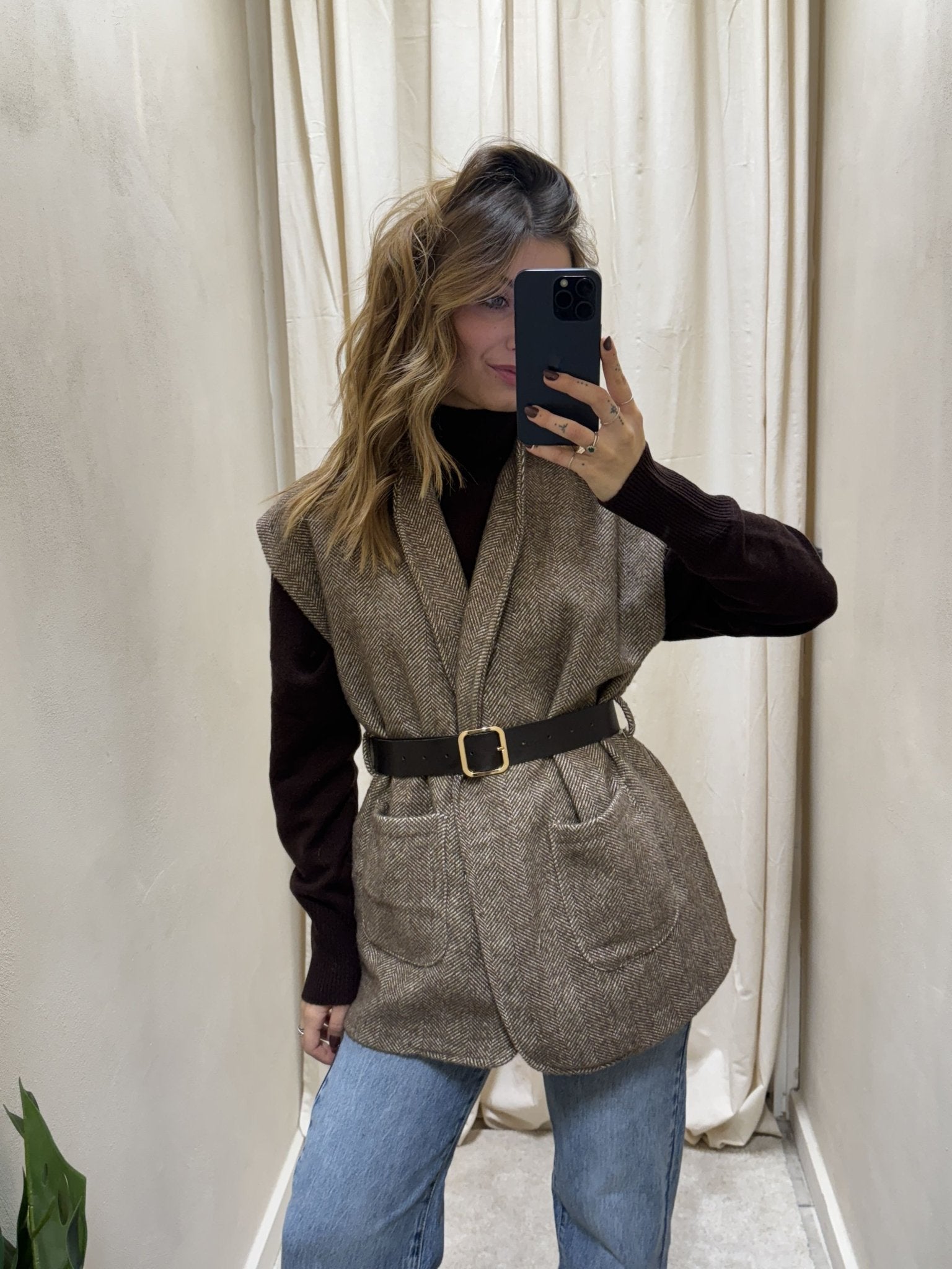 Gilet spigato misto lana con cintura MyD - GiuGiò | Shop online