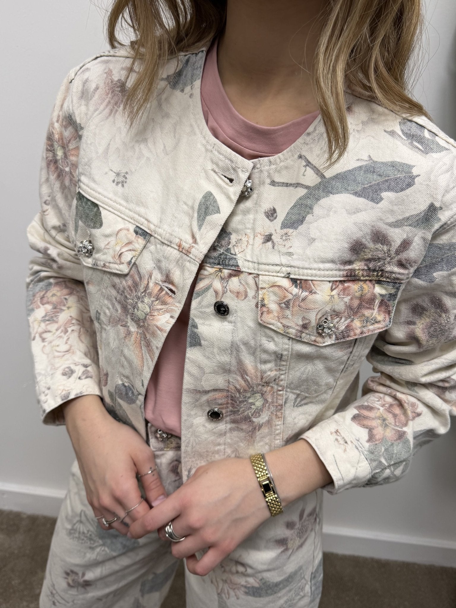 Giubbino jeans stampa floreale BSB - GiuGiò | Shop online