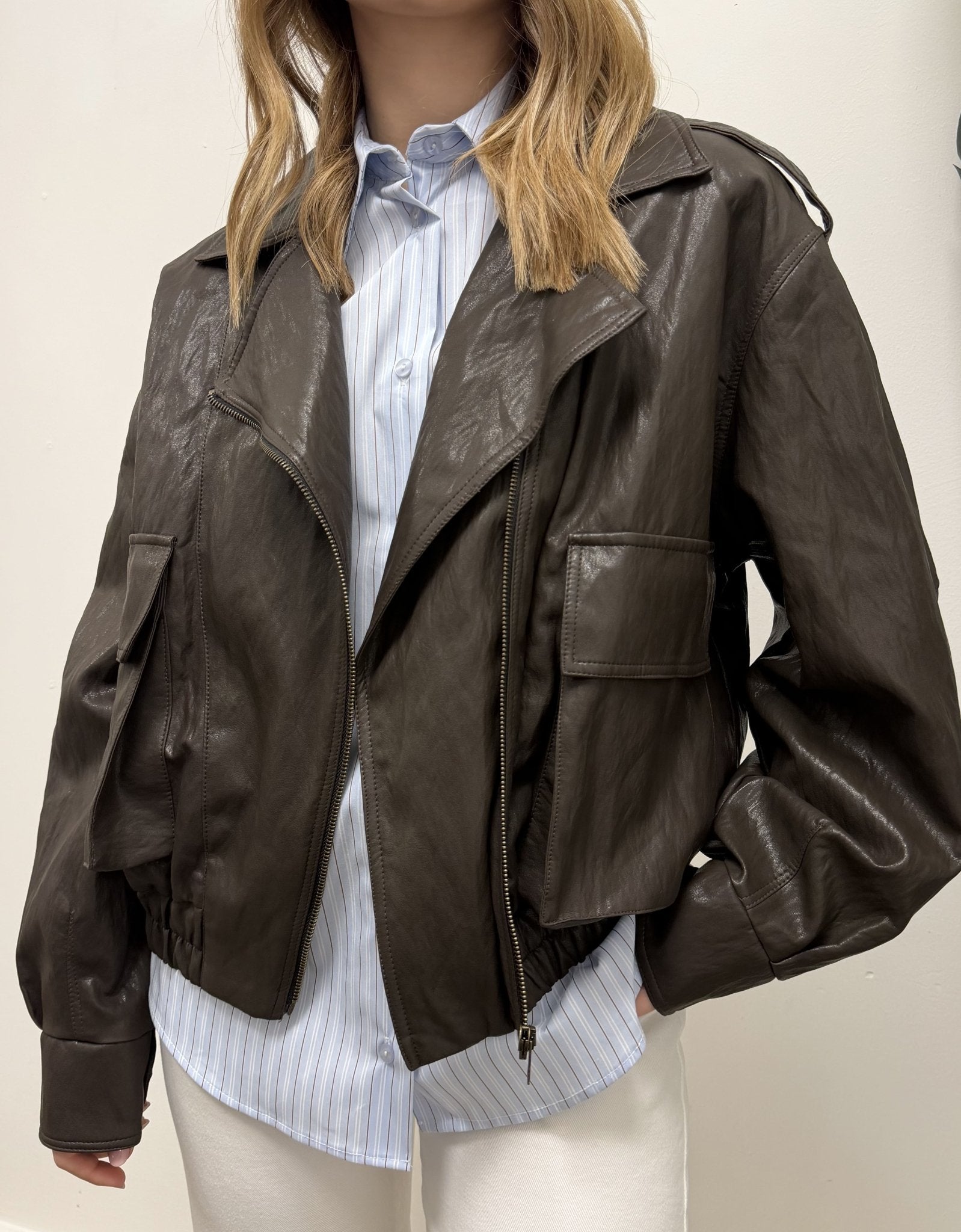 Giubbotto bomber chiodo ecopelle Tensione In - GiuGiò | Shop online