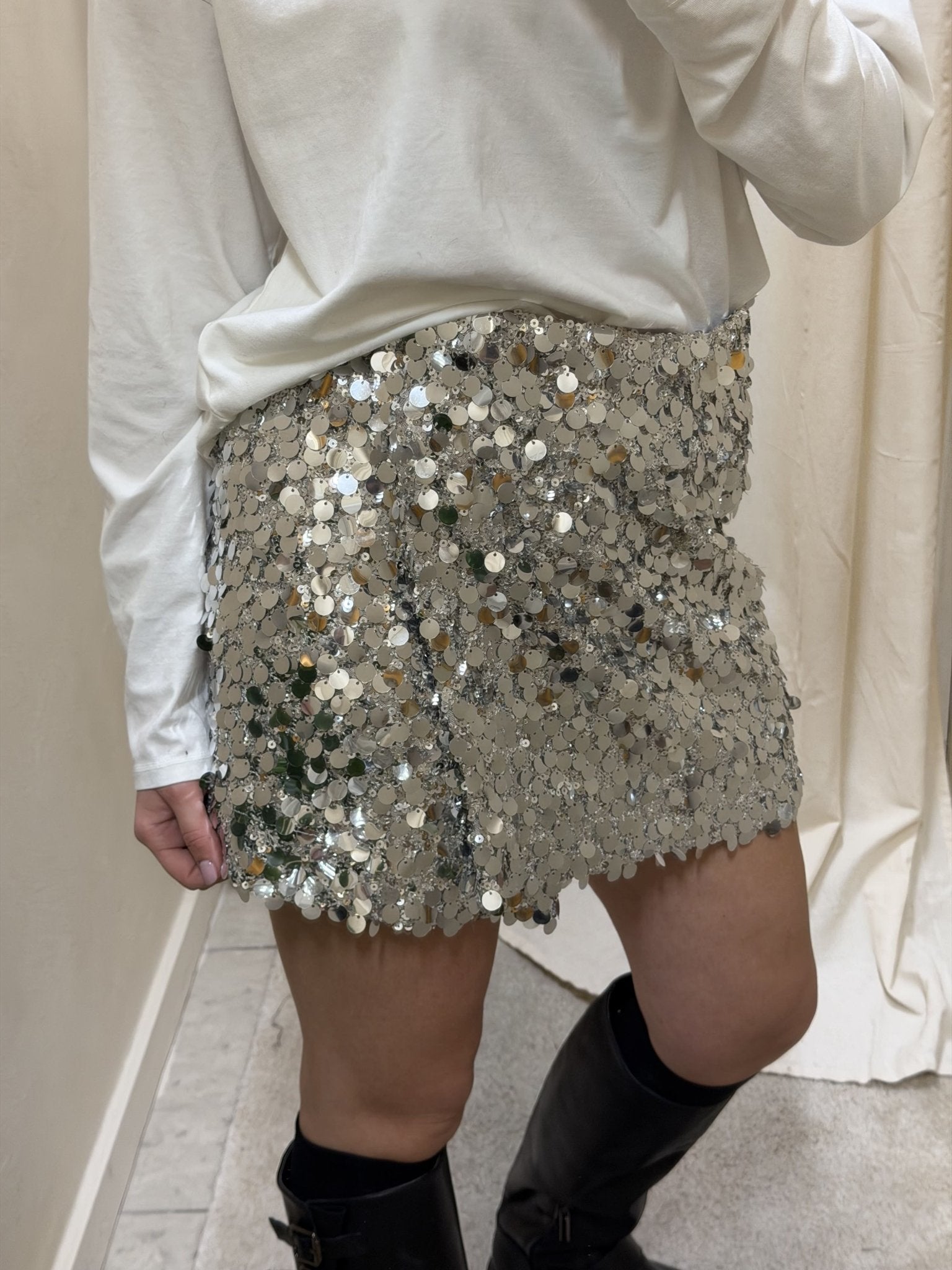 Gonna corta a portafoglio con paillettes grandi Tensione In - GiuGiò | Shop online