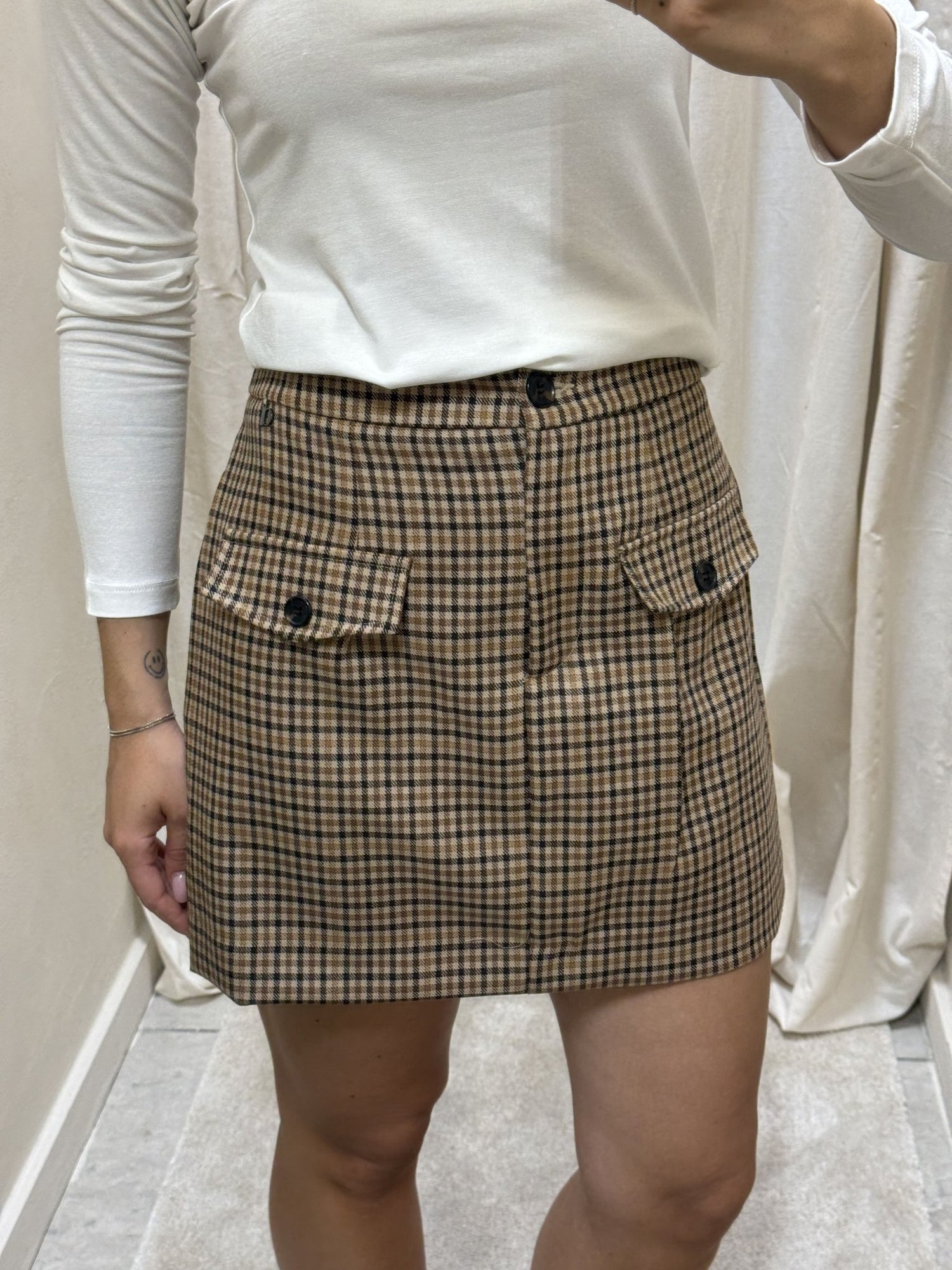 Gonna corta micro check Dixie - GiuGiò | Shop online