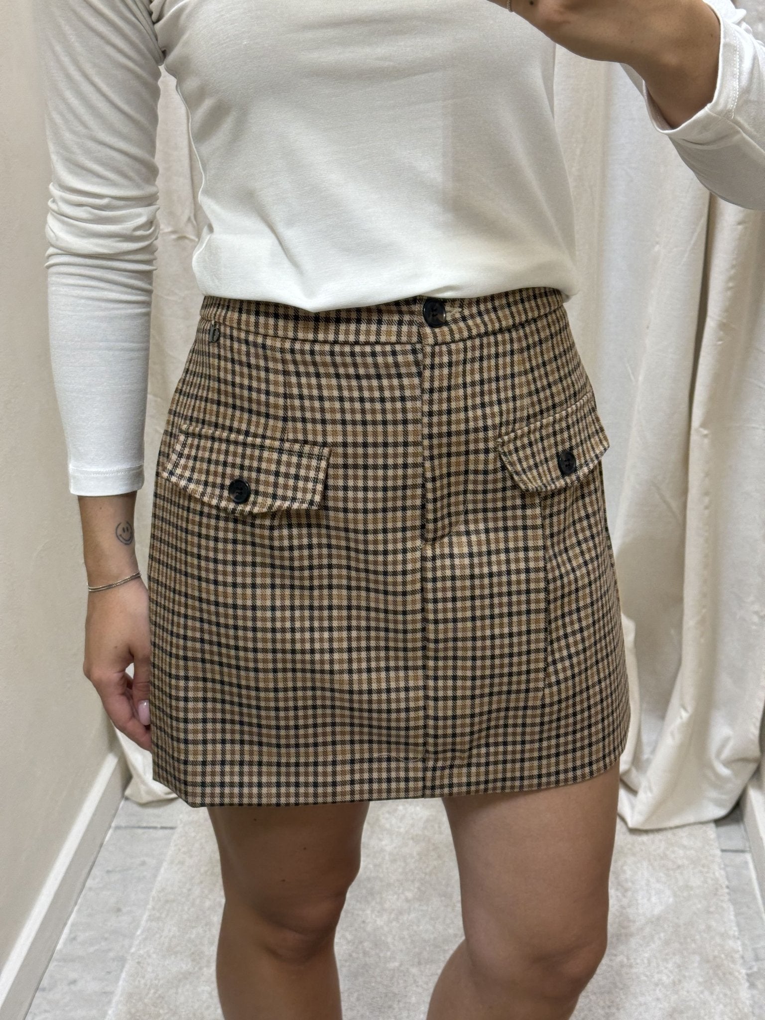 Gonna corta micro check Dixie - GiuGiò | Shop online