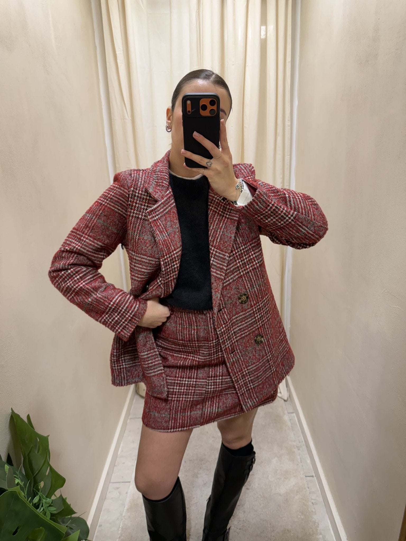 Gonna corta stampa quadri rosso MyD - GiuGiò | Shop online