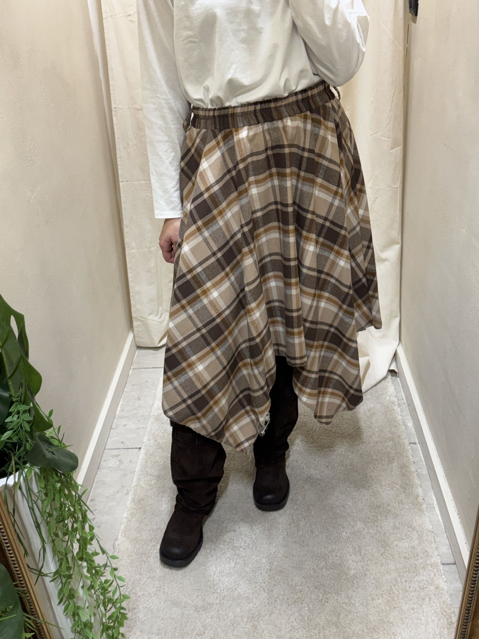 Gonna in flanella asimmetrica stampa check HaveOne - GiuGiò | Shop online