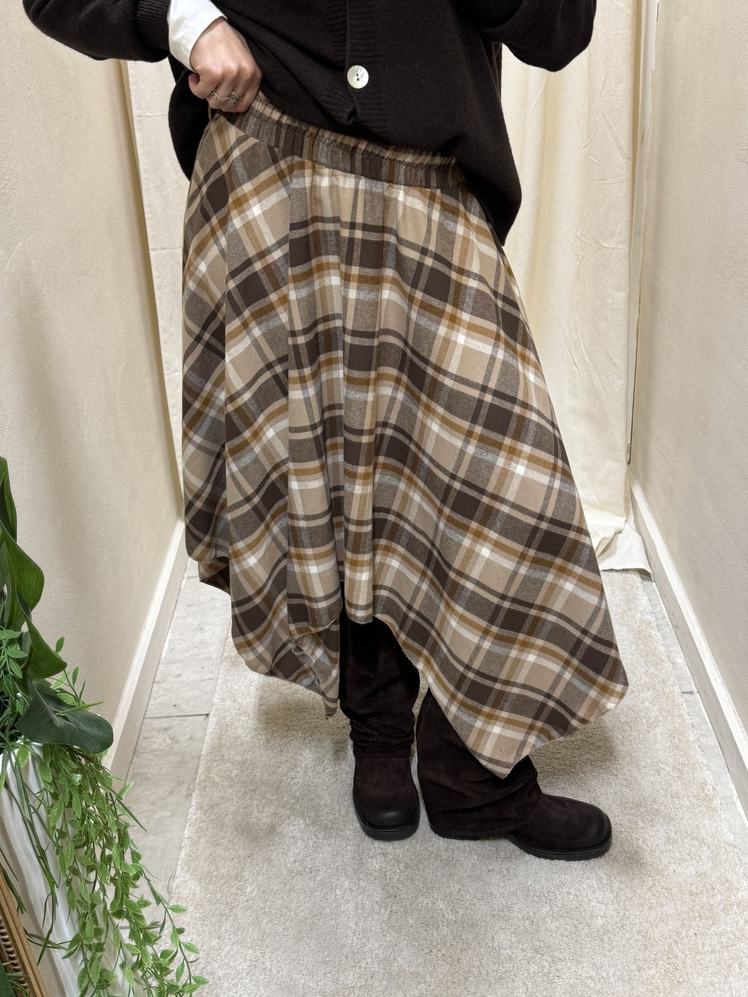 Gonna in flanella asimmetrica stampa check HaveOne - GiuGiò | Shop online