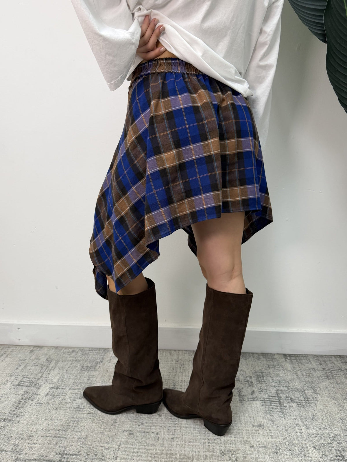Gonna in flanella con maniche annodate fantasia check Vicolo - GiuGiò | Shop online