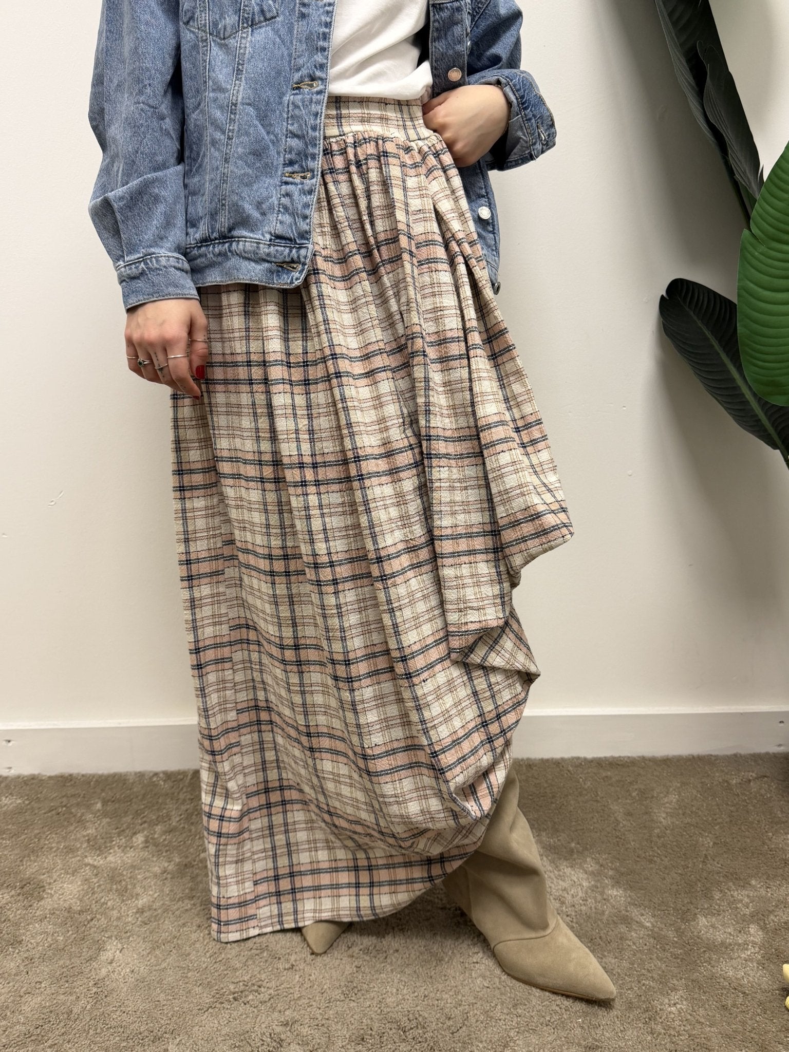 Gonna lunga a quadri in cotone Susy Mix - GiuGiò | Shop online