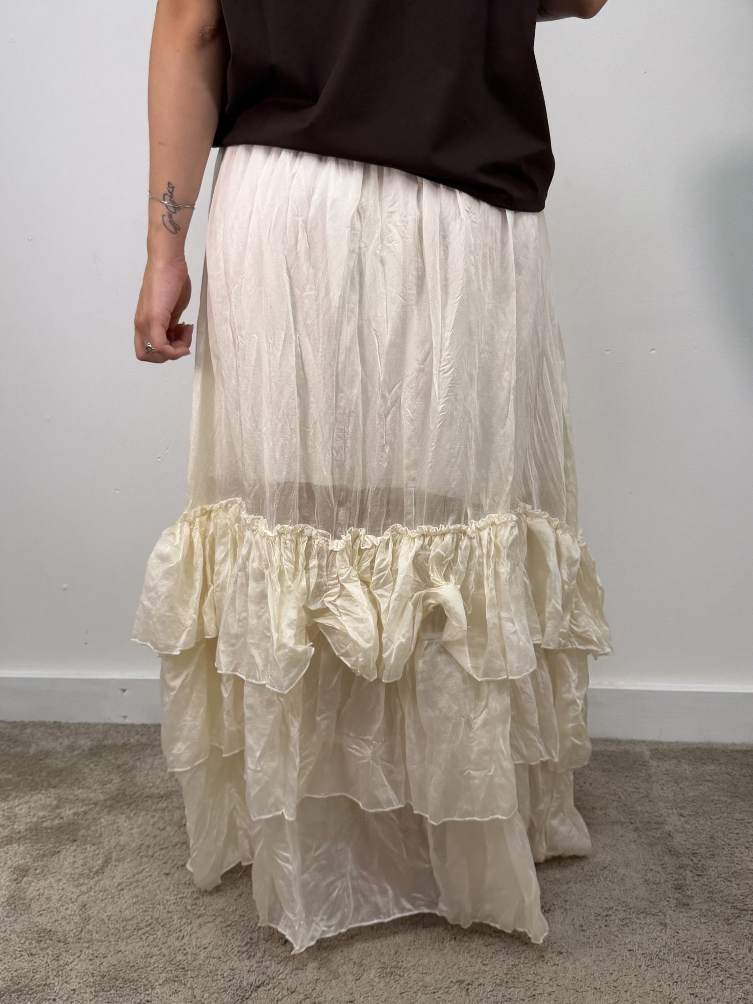 Gonna lunga balze sul fondo Susy Mix - GiuGiò | Shop online