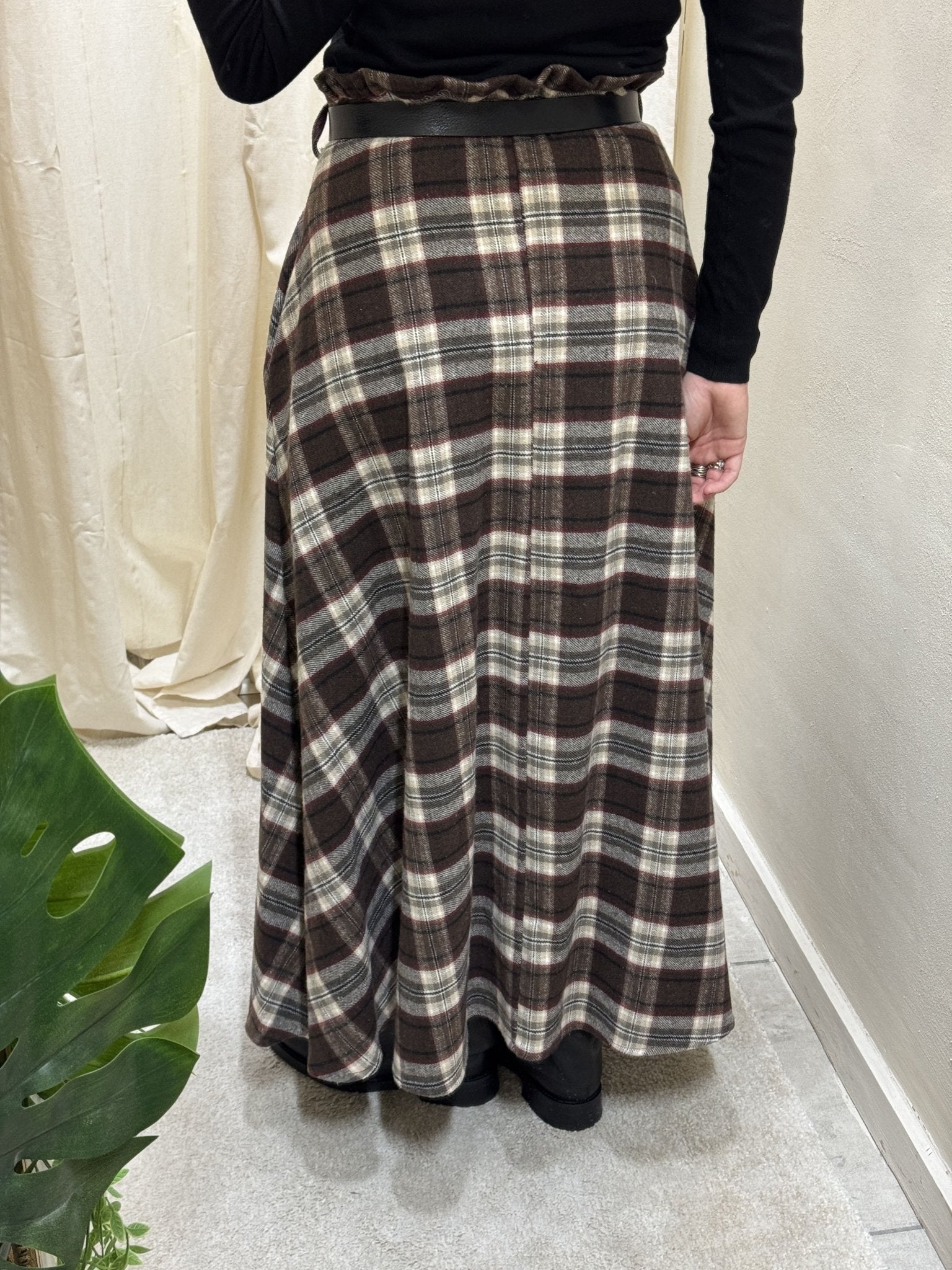 Gonna lunga in flanella stampa check MyD - GiuGiò | Shop online