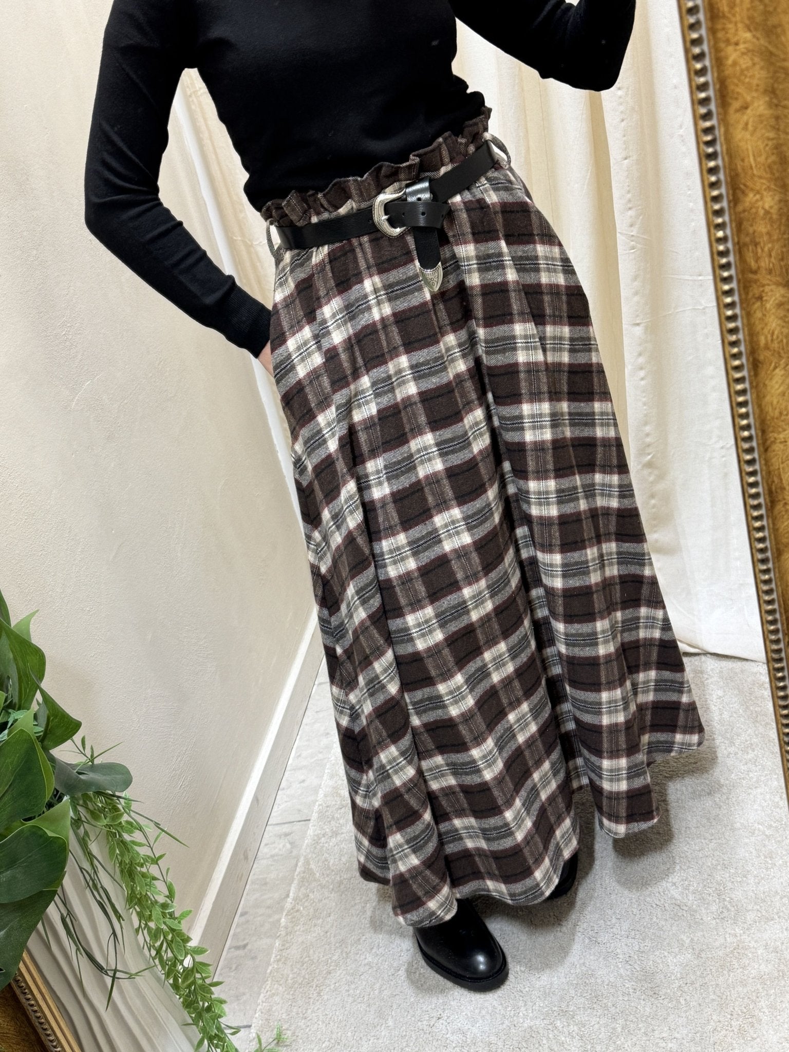 Gonna lunga in flanella stampa check MyD - GiuGiò | Shop online