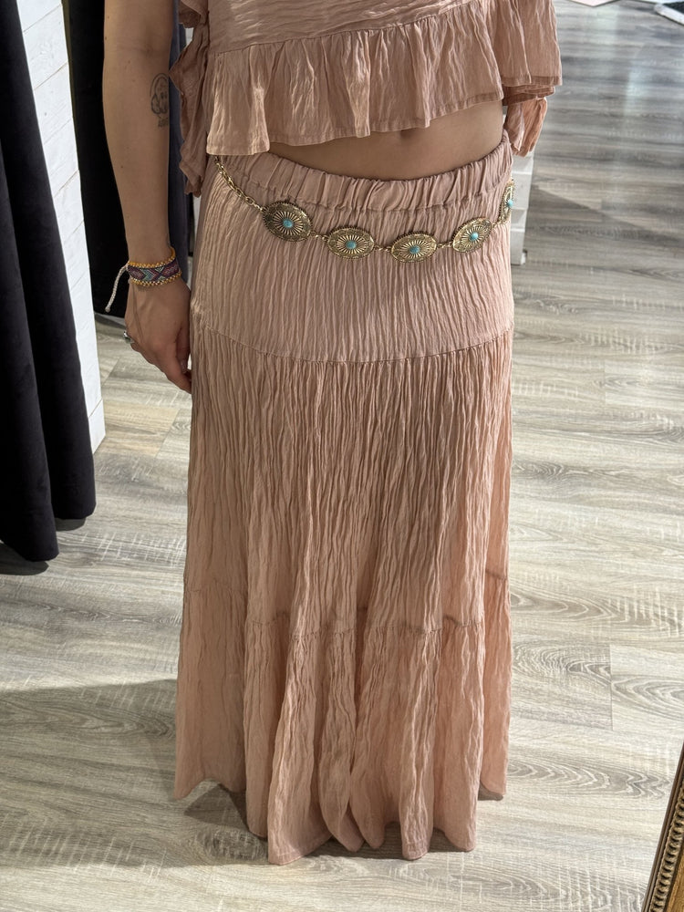Gonna lunga in lino goffrato Susy Mix - GiuGiò | Shop online