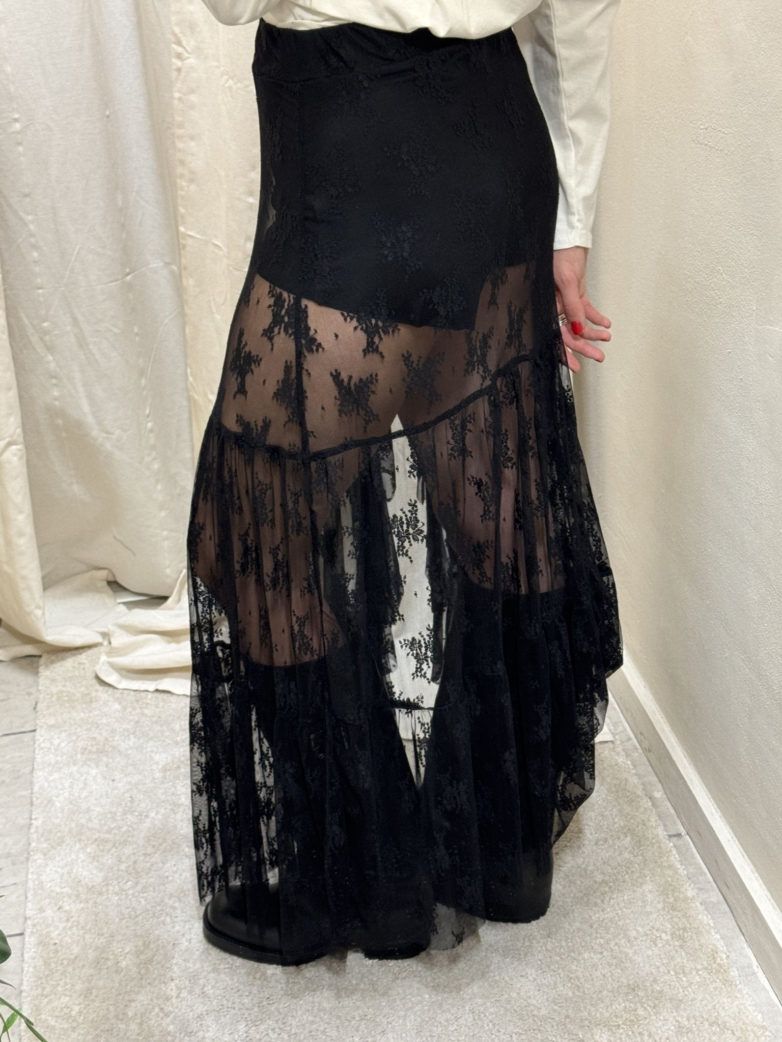 Gonna lunga in pizzo con spacco e rouches HaveOne - GiuGiò | Shop online