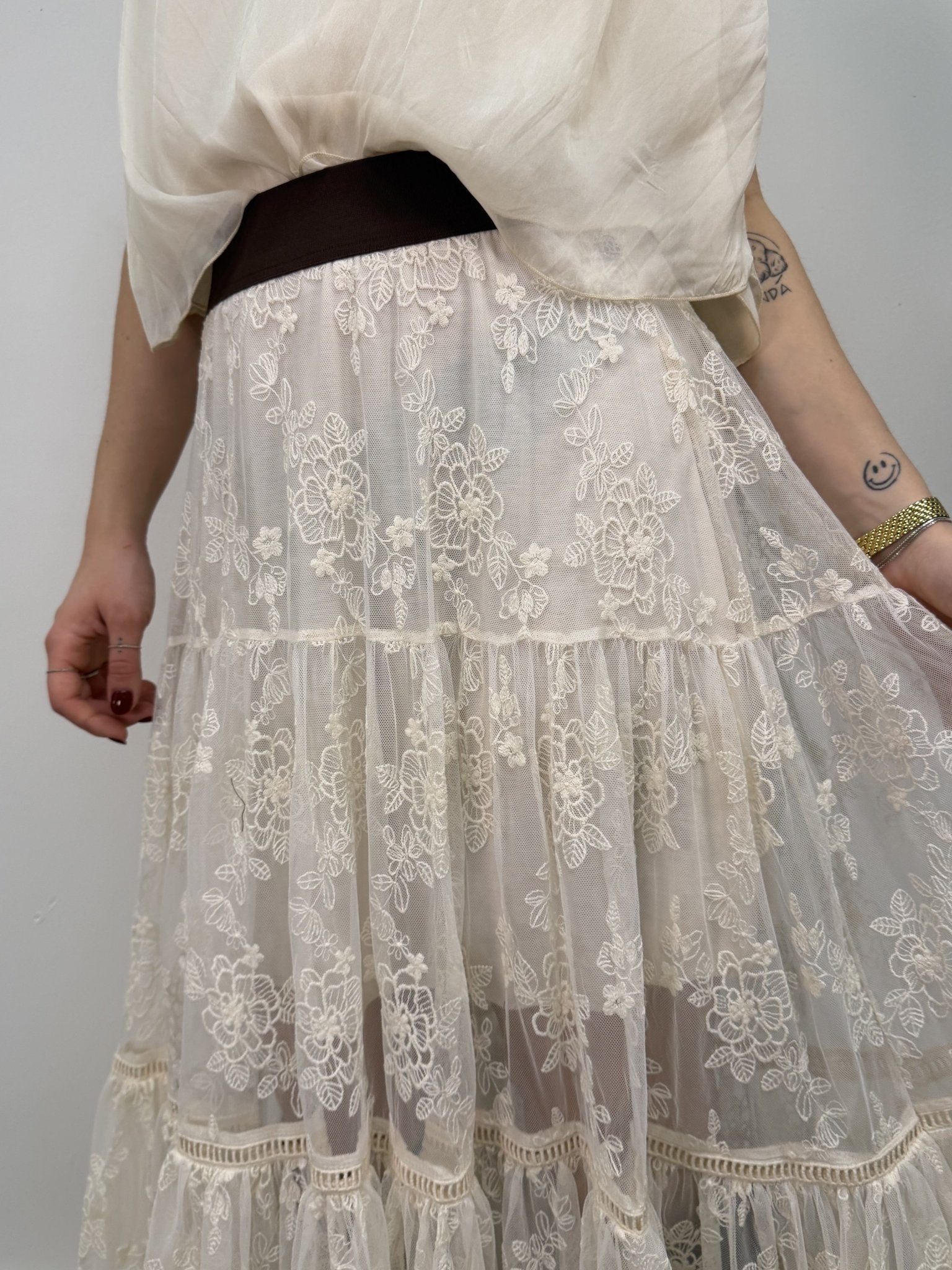 Gonna lunga in tulle e pizzo BSB - GiuGiò | Shop online