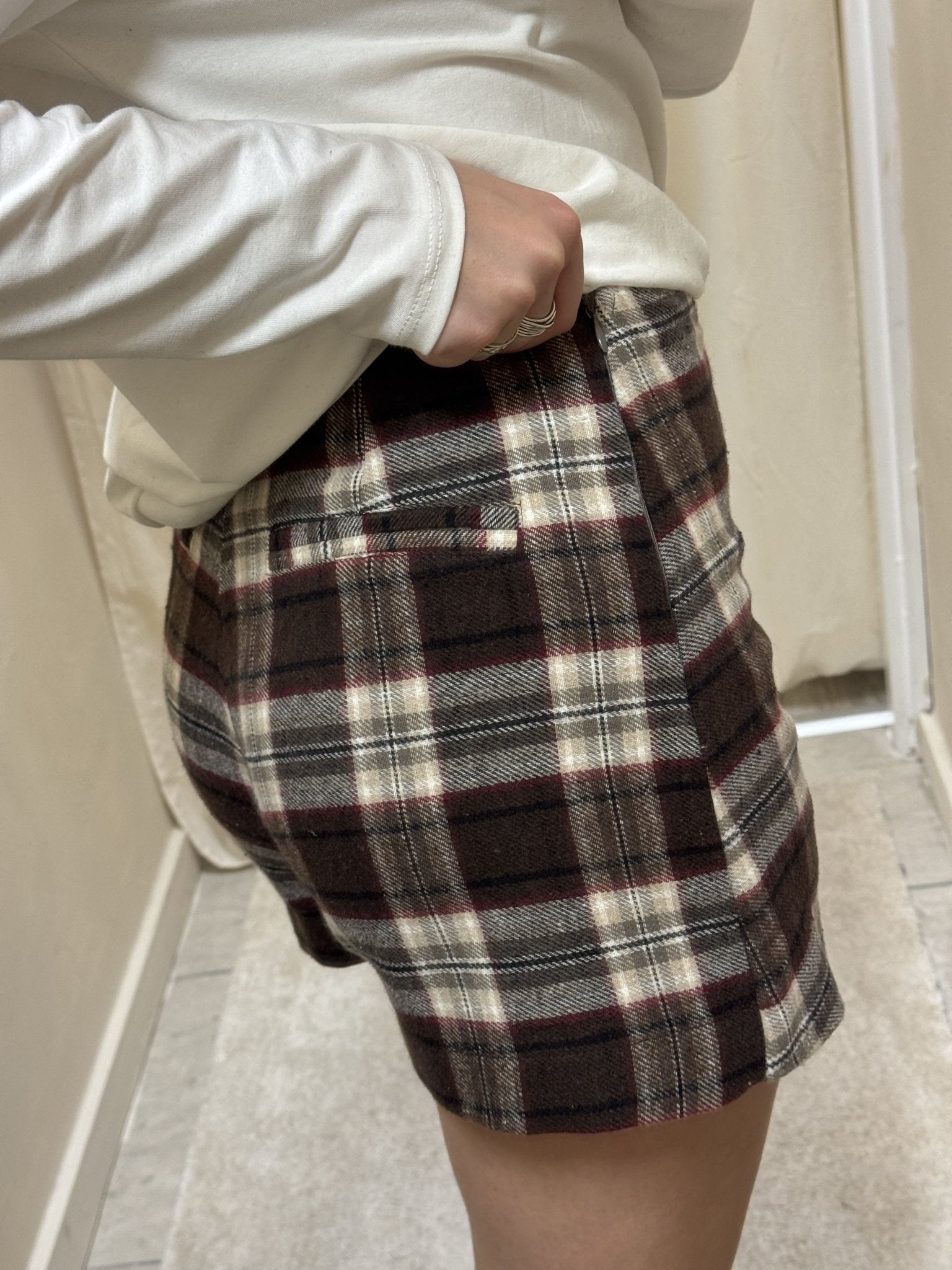 Gonna pantalone in flanella stampa check MyD - GiuGiò | Shop online