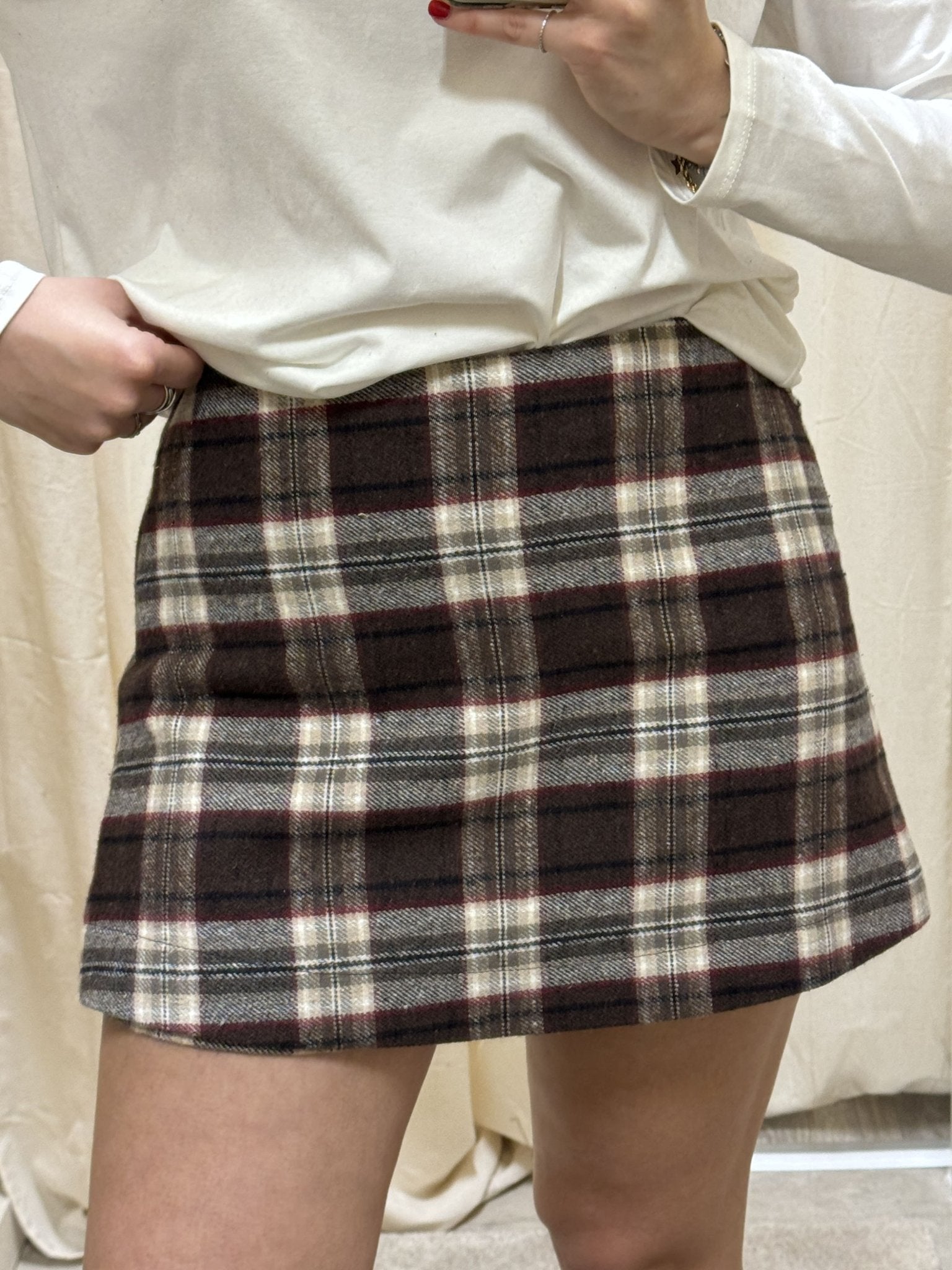 Gonna pantalone in flanella stampa check MyD - GiuGiò | Shop online