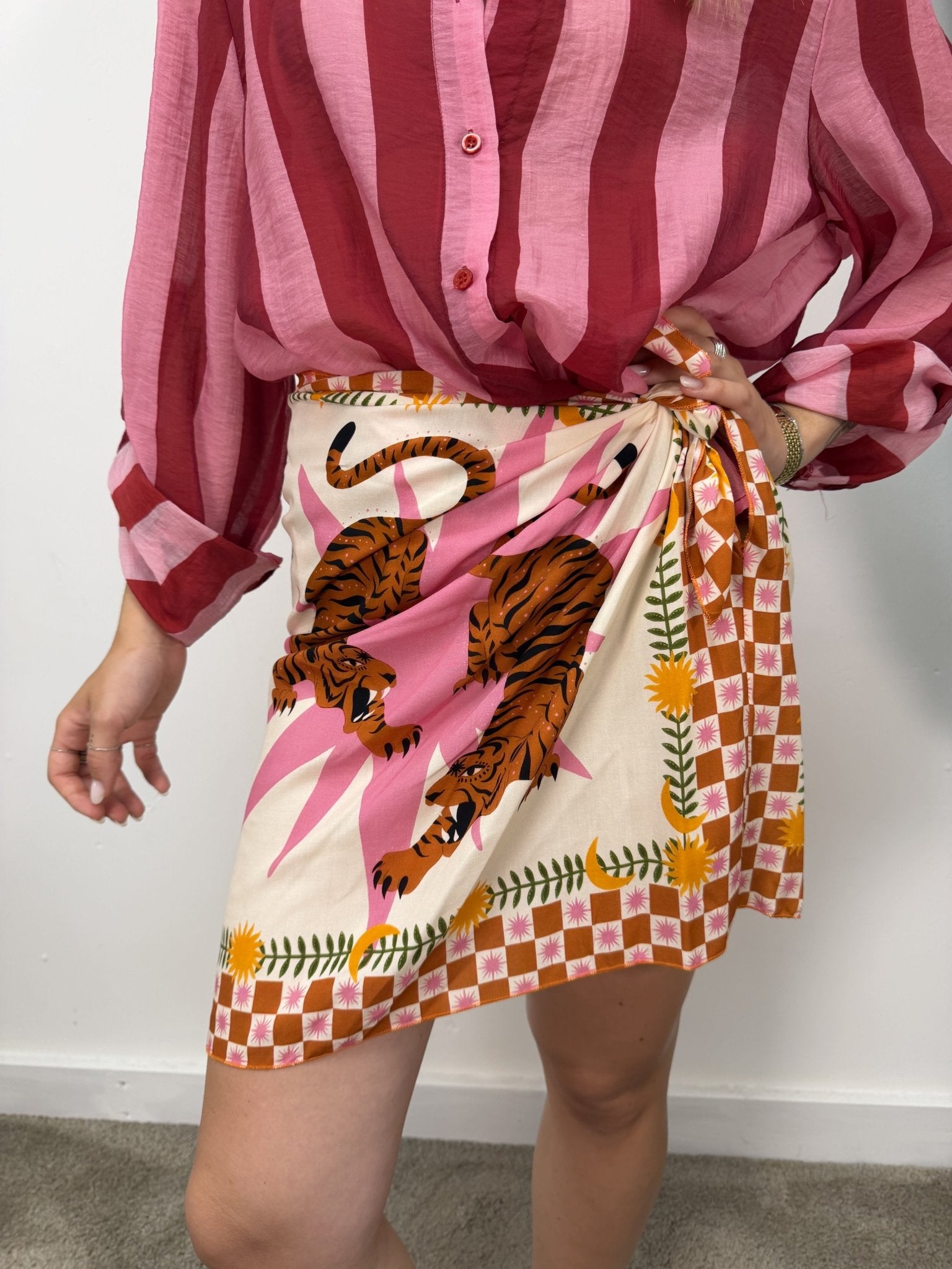 Gonna pareo stampa tigri arancio con nodo HaveOne - GiuGiò | Shop online