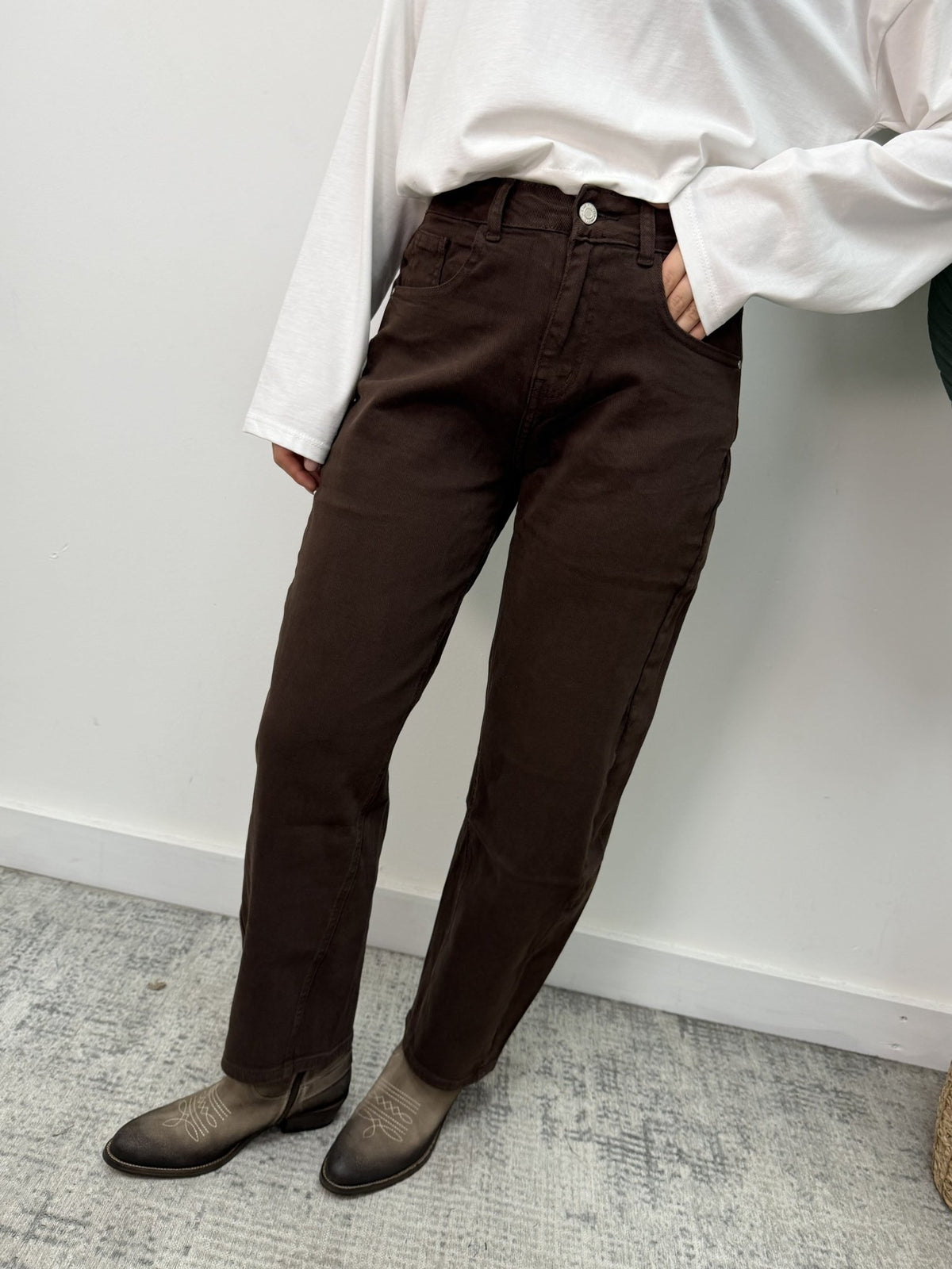 Jeans barrel tinto capo marrone MyD - GiuGiò | Shop online