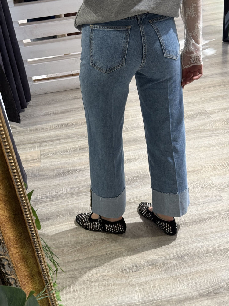 Jeans gamba dritta con risvolto Tensione IN - GiuGiò | Shop online