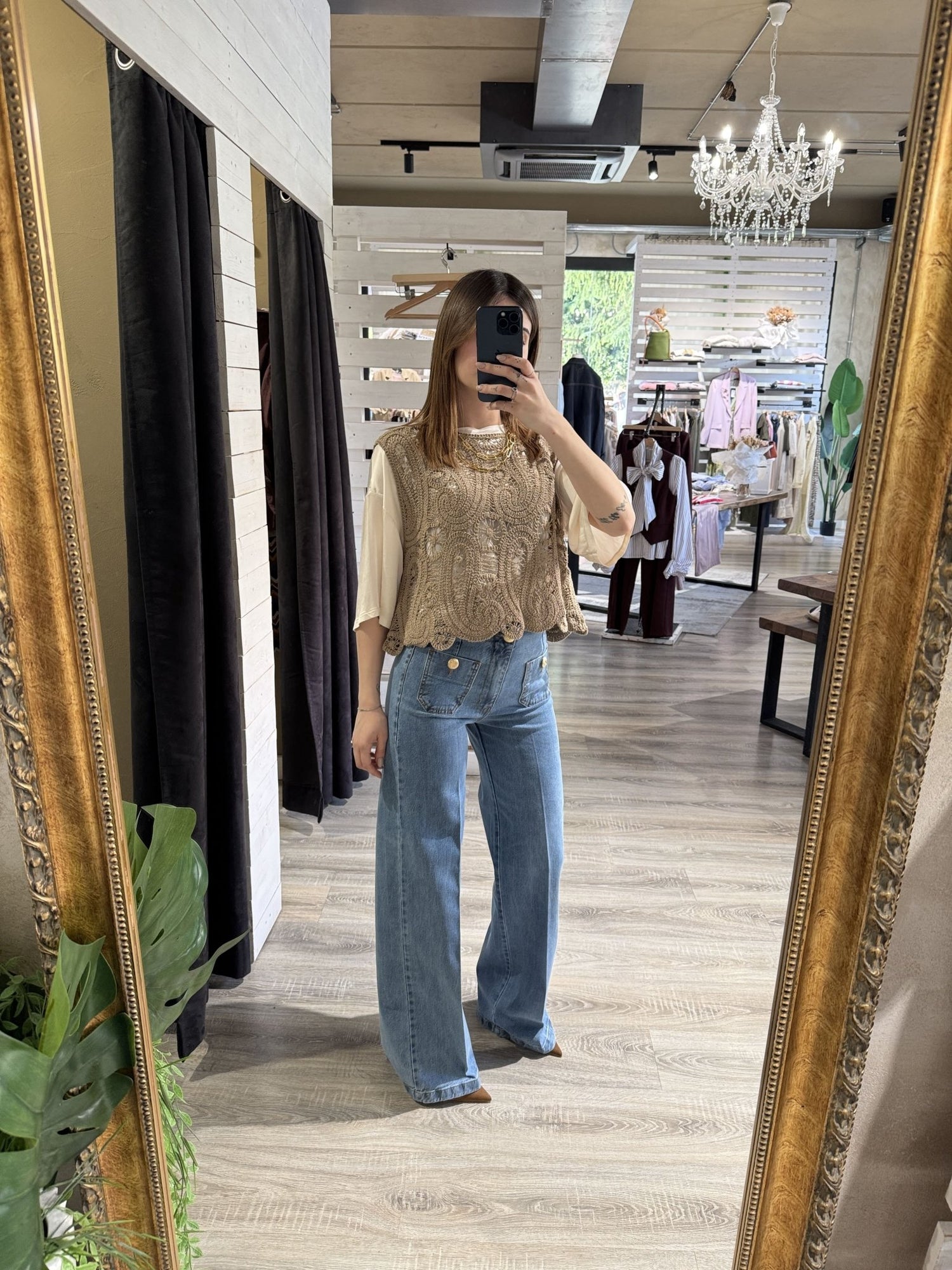 Jeans gamba dritta con taschine e bottoni Tensione In - GiuGiò | Shop online
