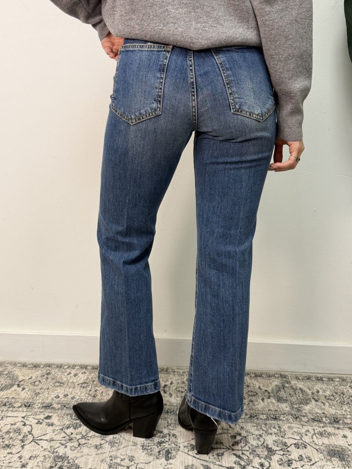 Jeans mini flare crop denim chiaro Tensione In - GiuGiò | Shop online