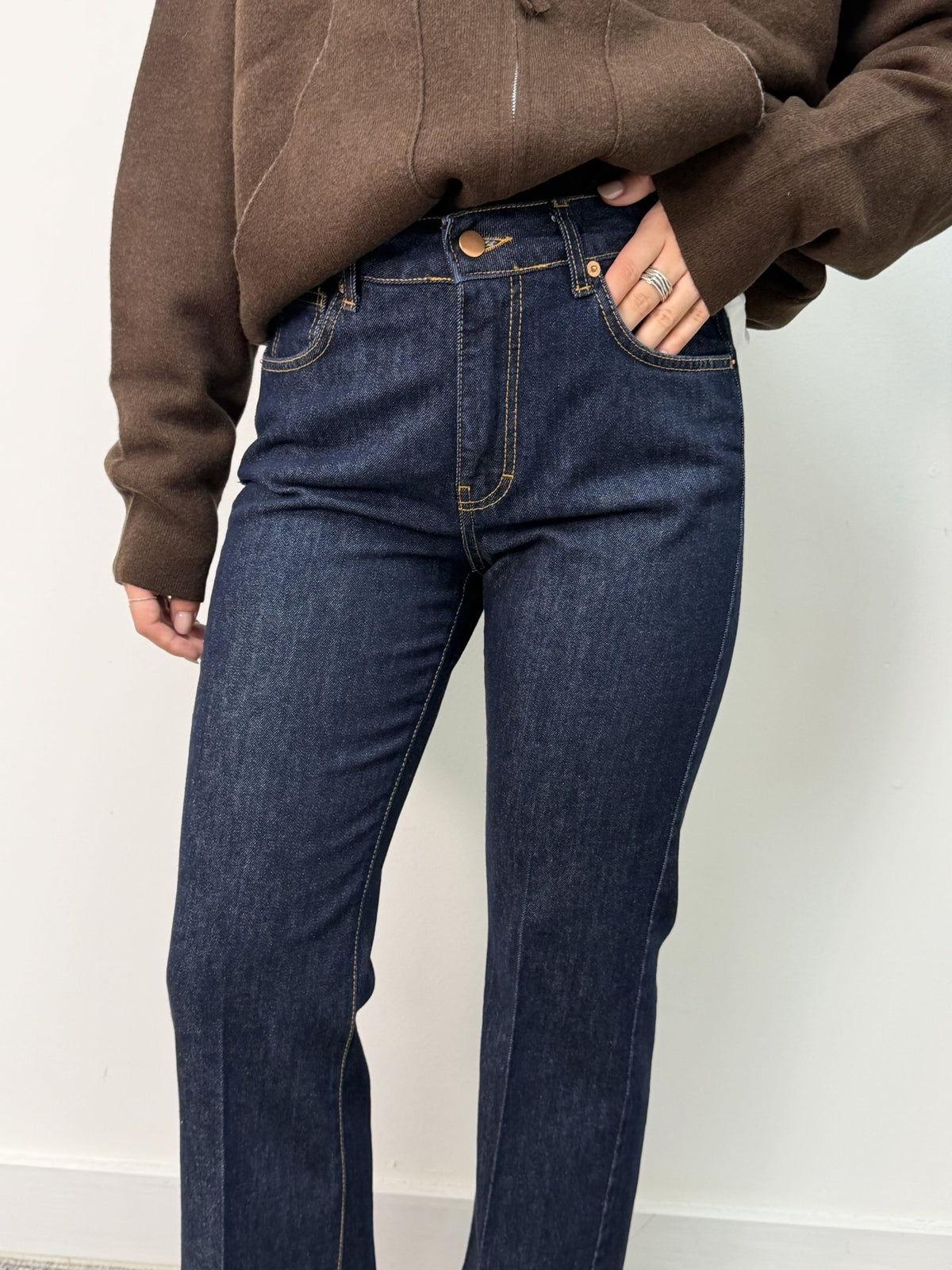 Jeans mini flare crop denim scuro Tensione In - GiuGiò | Shop online