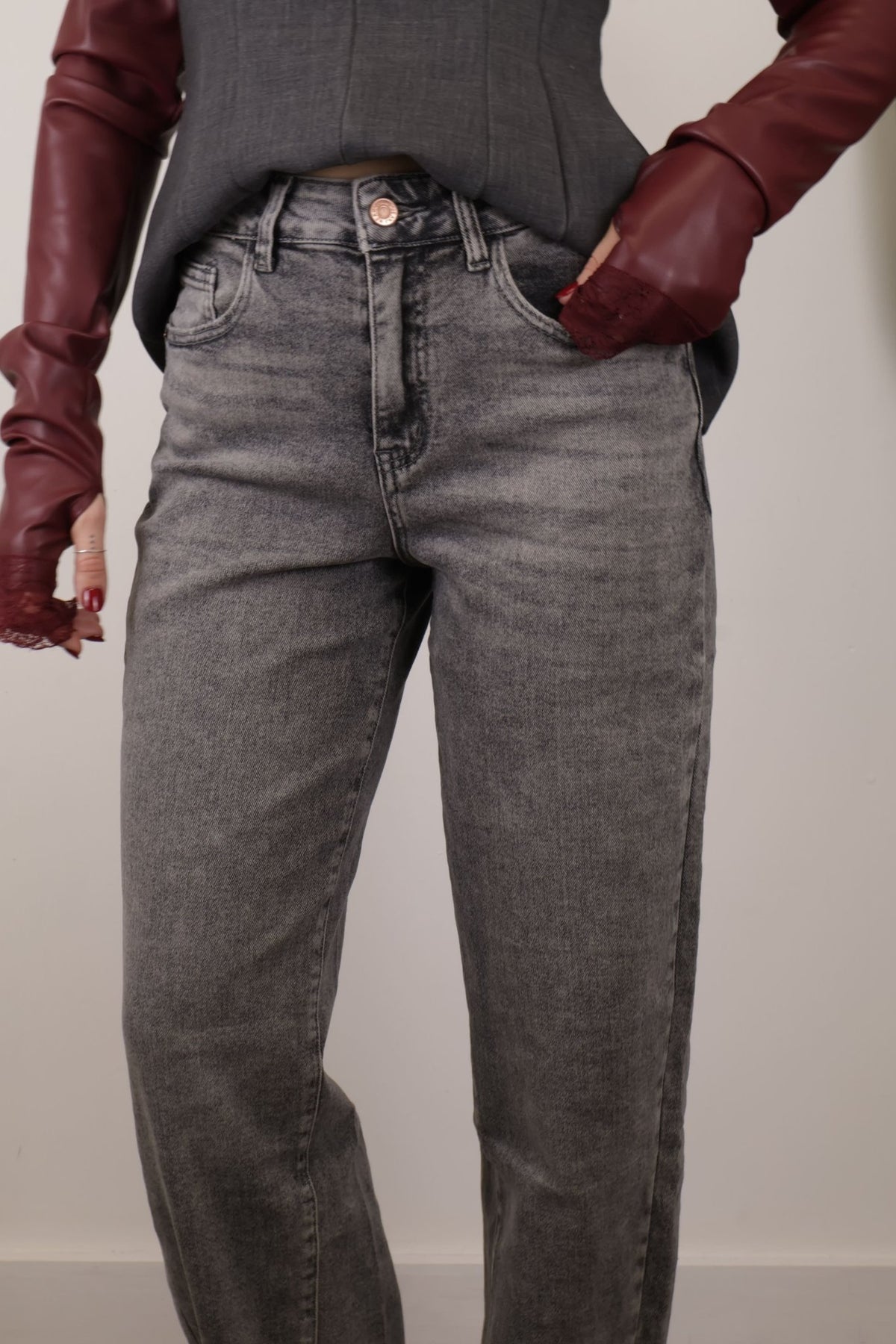 Jeans mom fit grigio MyD - GiuGiò | Shop online
