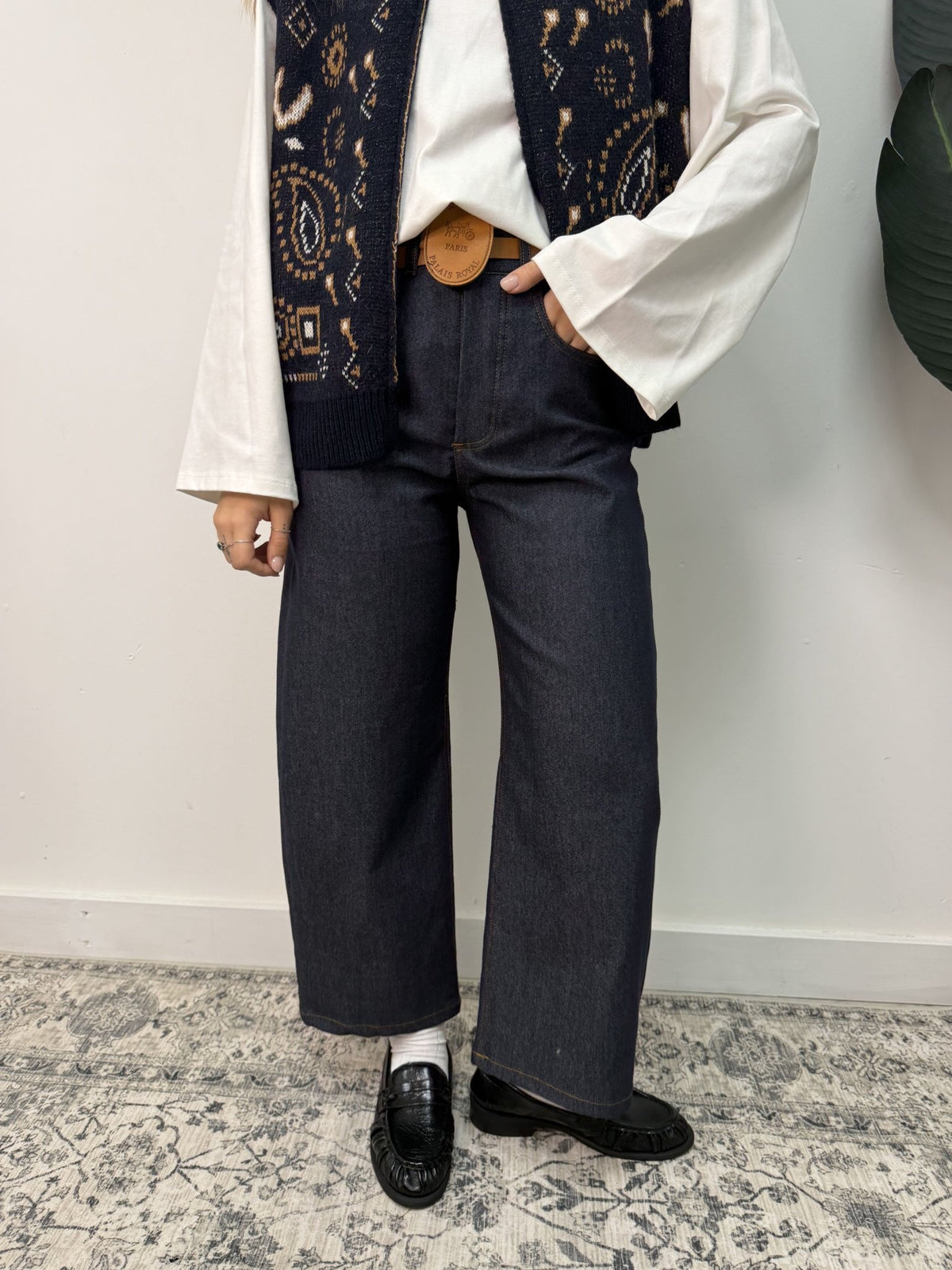 Jeans ovetto con cintura camel Tensione In - GiuGiò | Shop online