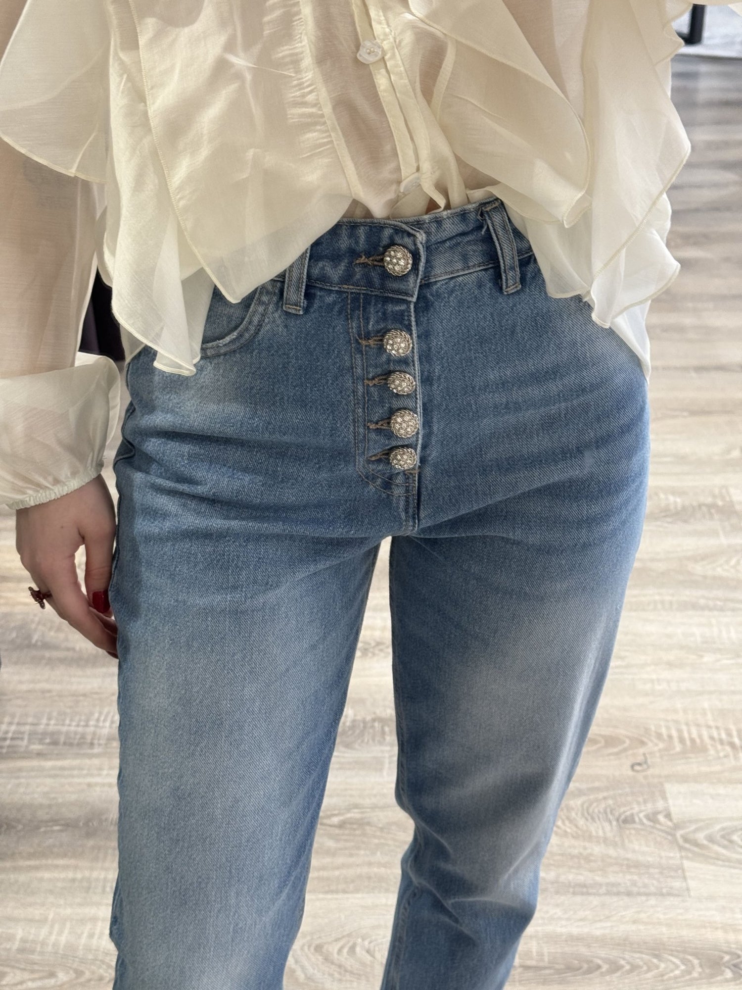 Jeans sigaretta con bottoni gioiello Susy Mix - GiuGiò | Shop online