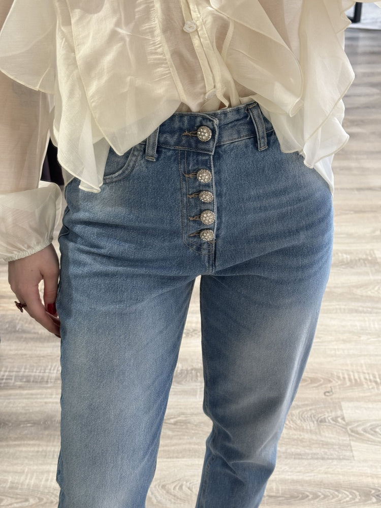 Jeans sigaretta con bottoni gioiello Susy Mix - GiuGiò | Shop online