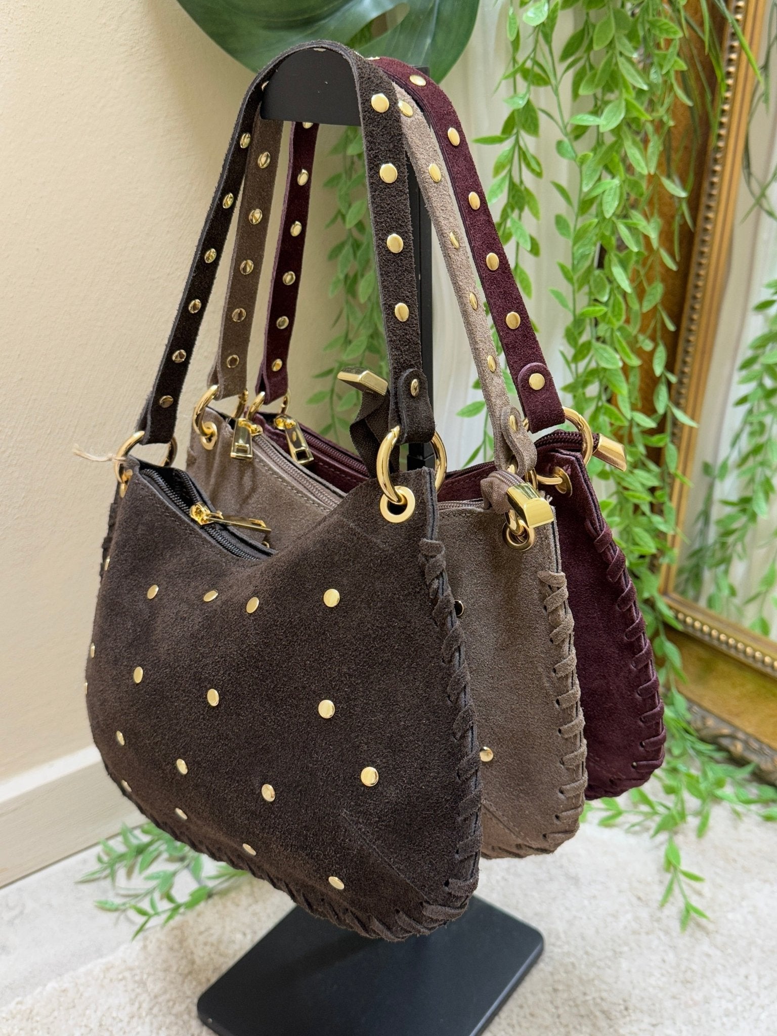 Luna bag in pelle scamosciata con borchiette GiuGió - GiuGiò | Shop online