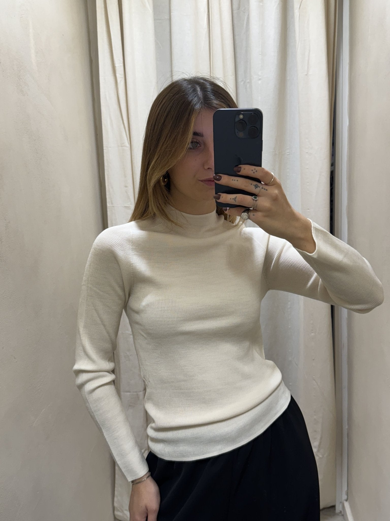 Maglia collo cratere manica lunga 100% lana merino HaveOne - GiuGiò | Shop online